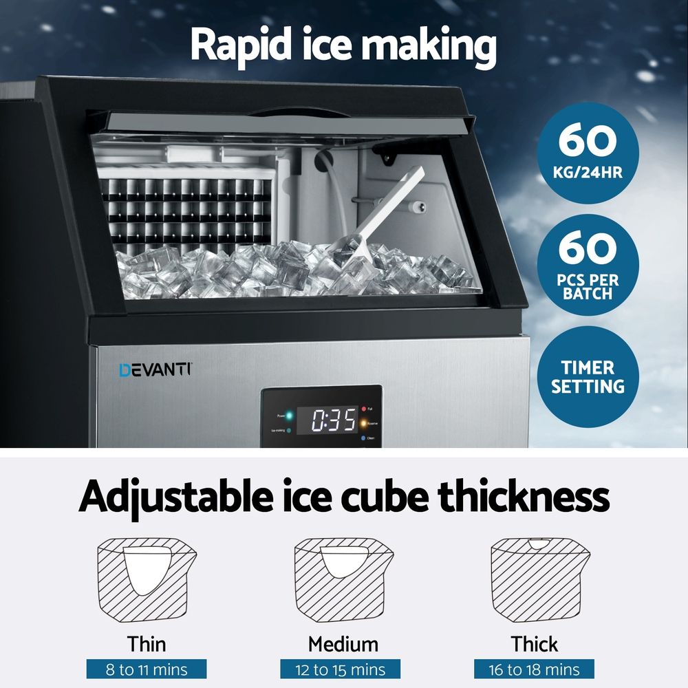 Devanti 60kg Ice Maker Commercial Machine Bedworld