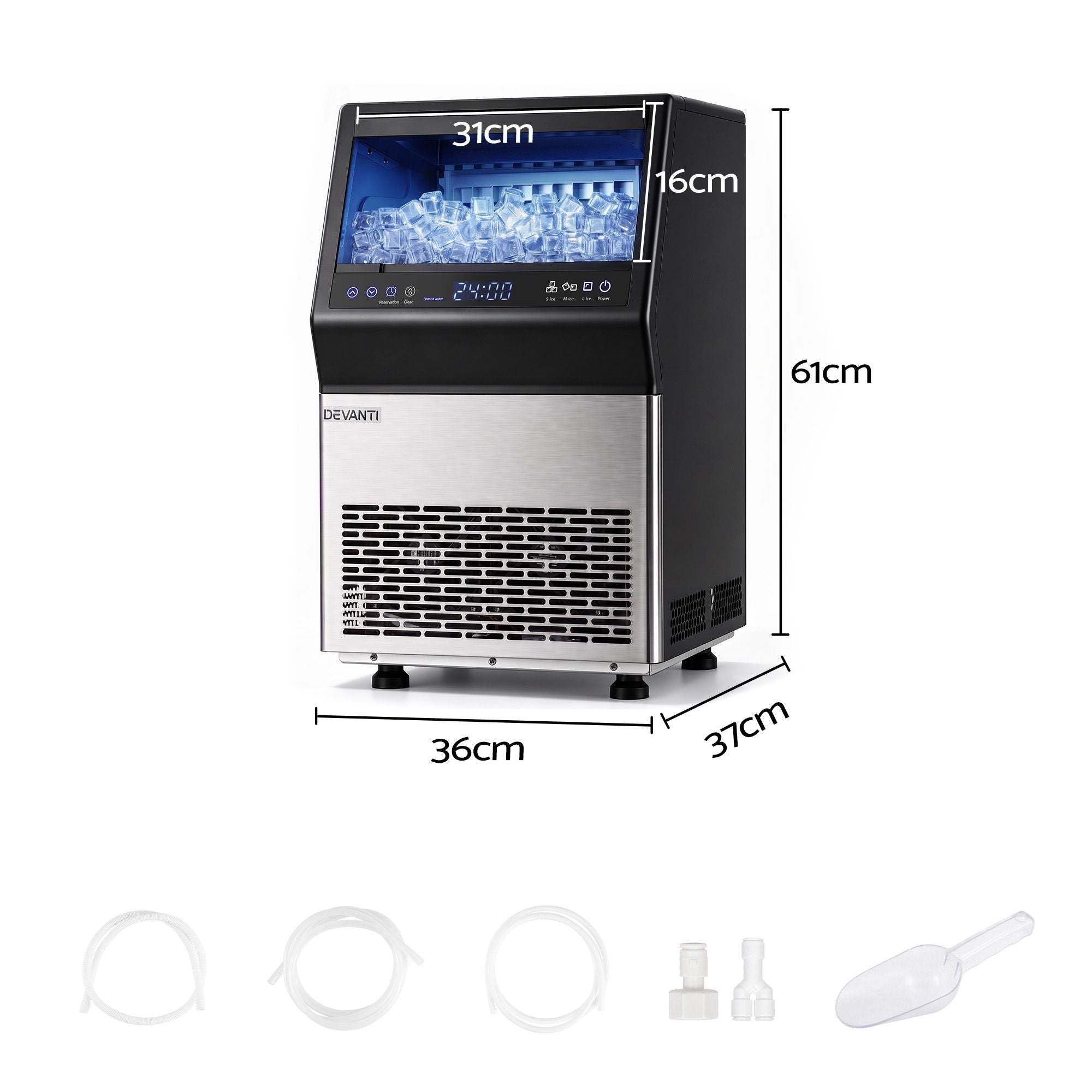 Devanti 35kg Commercial Ice Maker Freestanding Ice Cube Machine Bedworld