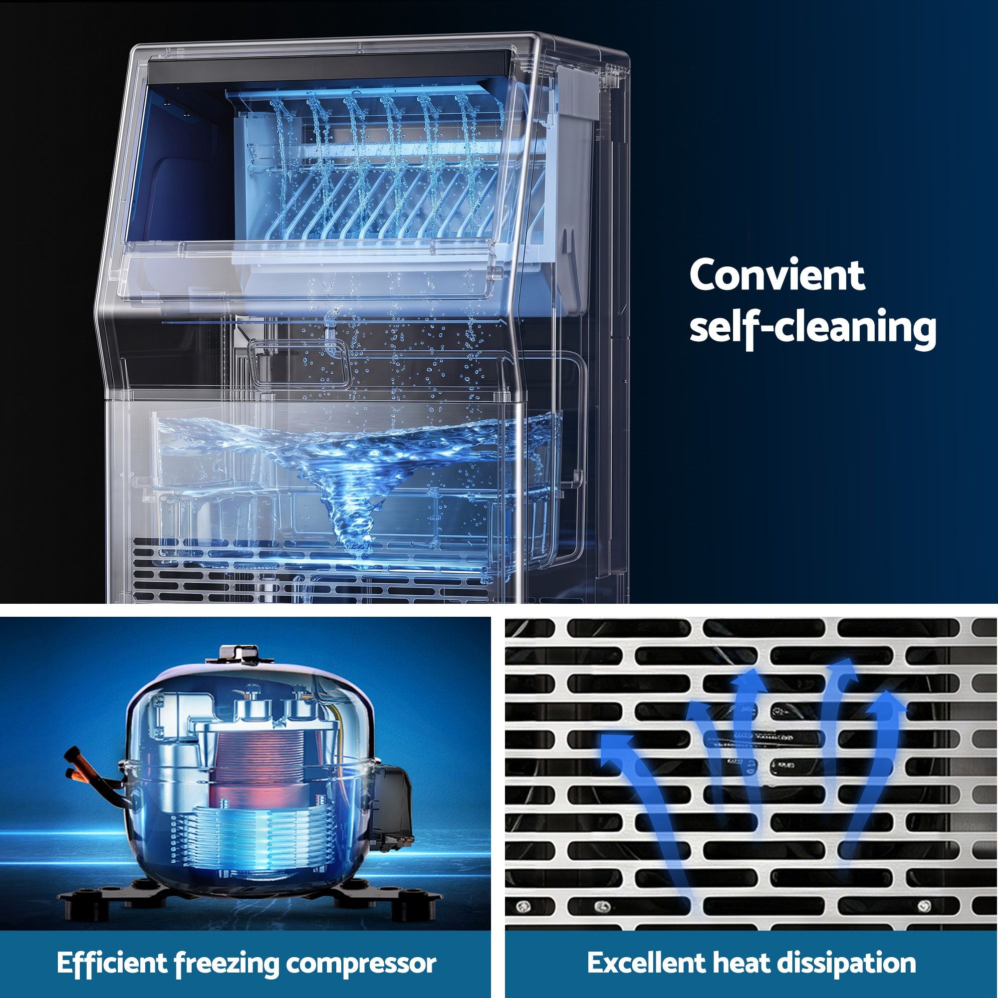 Devanti 35kg Commercial Ice Maker Freestanding Ice Cube Machine Bedworld