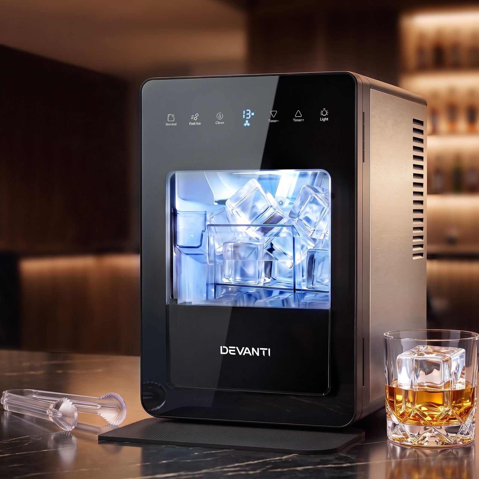 Devanti Ice Maker 5cm Large Ice Cubes Countertop Machine 150pcs/24h for Home Bedworld