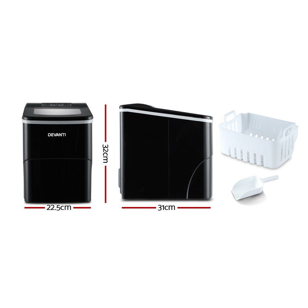 Devanti 12kg Ice Maker Machine Black Bedworld