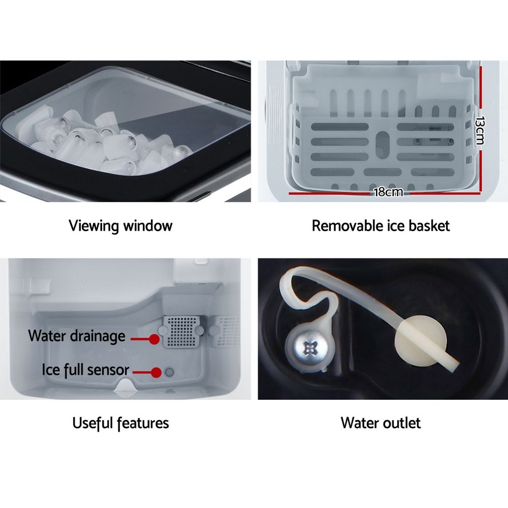 Devanti 12kg Ice Maker Machine Black Bedworld