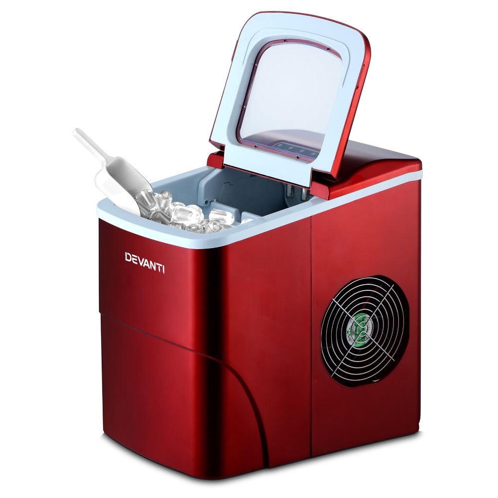 Devanti 12kg Ice Maker Machine Red Bedworld