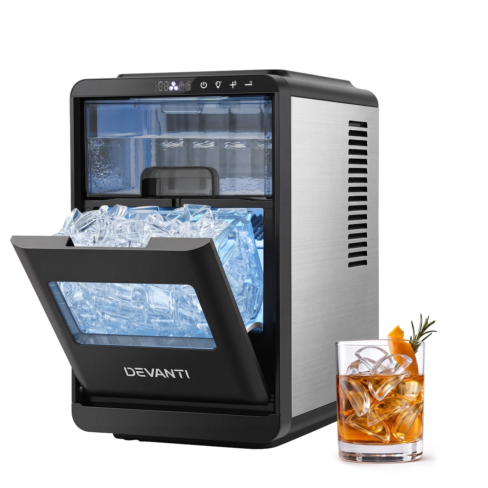 Devanti Ice Maker Crescent Ice 16pcs Countertop Machine 12KG/24H for Home Bedworld