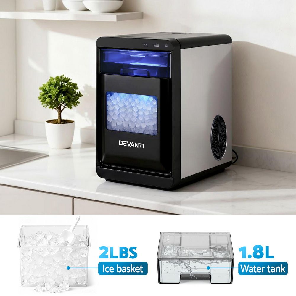 Devanti Ice Maker Machine 20kg Chewable Nugget Ice Countertop w/Self Cleaning Bedworld