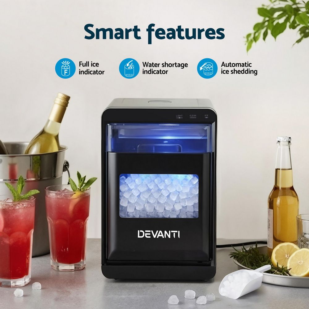 Devanti Ice Maker Machine 20kg Chewable Nugget Ice Countertop w/Self Cleaning Bedworld