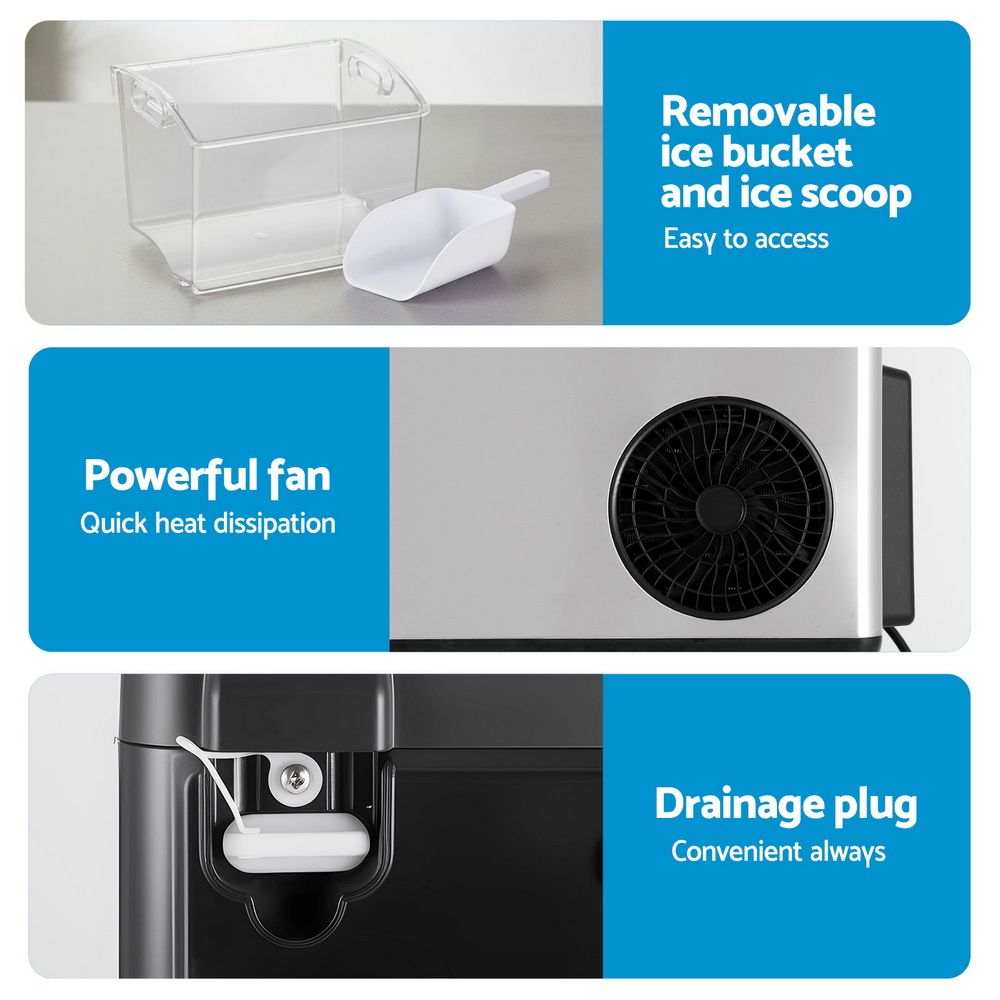 Devanti Ice Maker Machine 20kg Chewable Nugget Ice Countertop w/Self Cleaning Bedworld