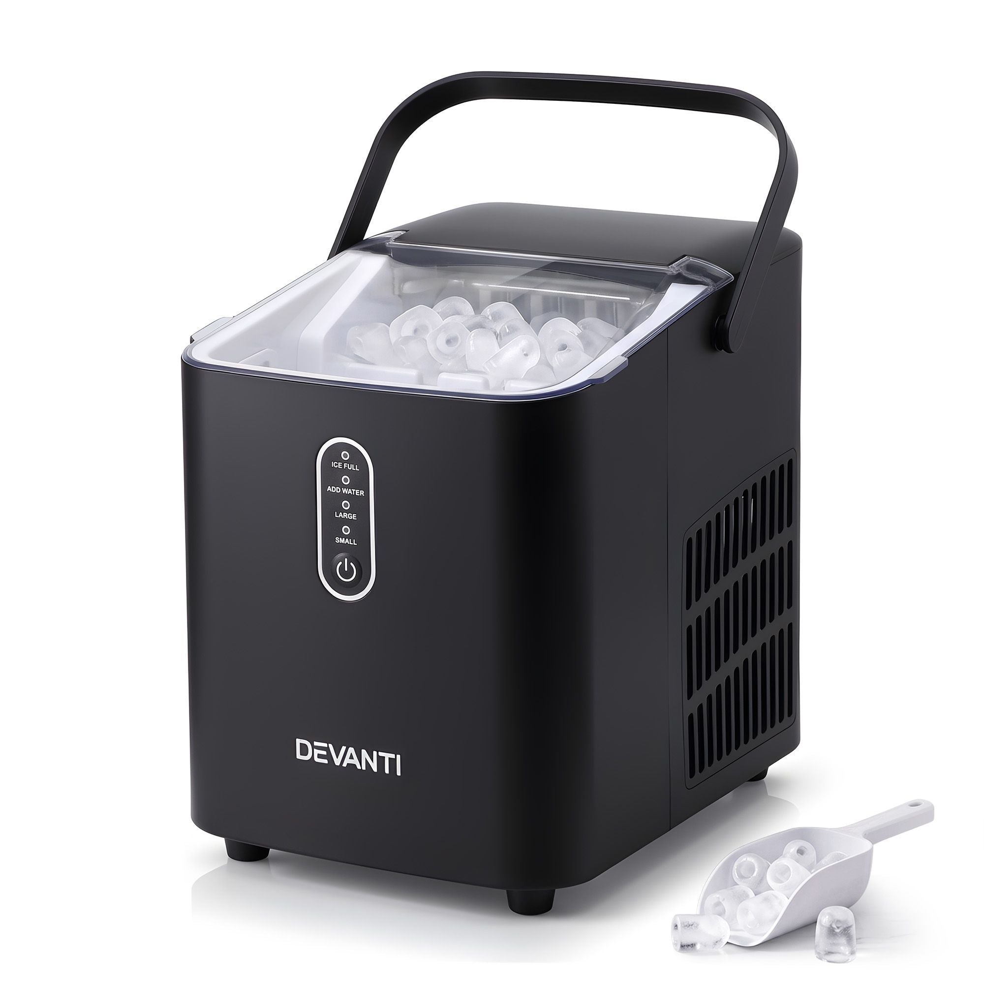 Devanti Ice Maker Portable Ice Machine Countertop Bullet Cube 12KG Black Bedworld