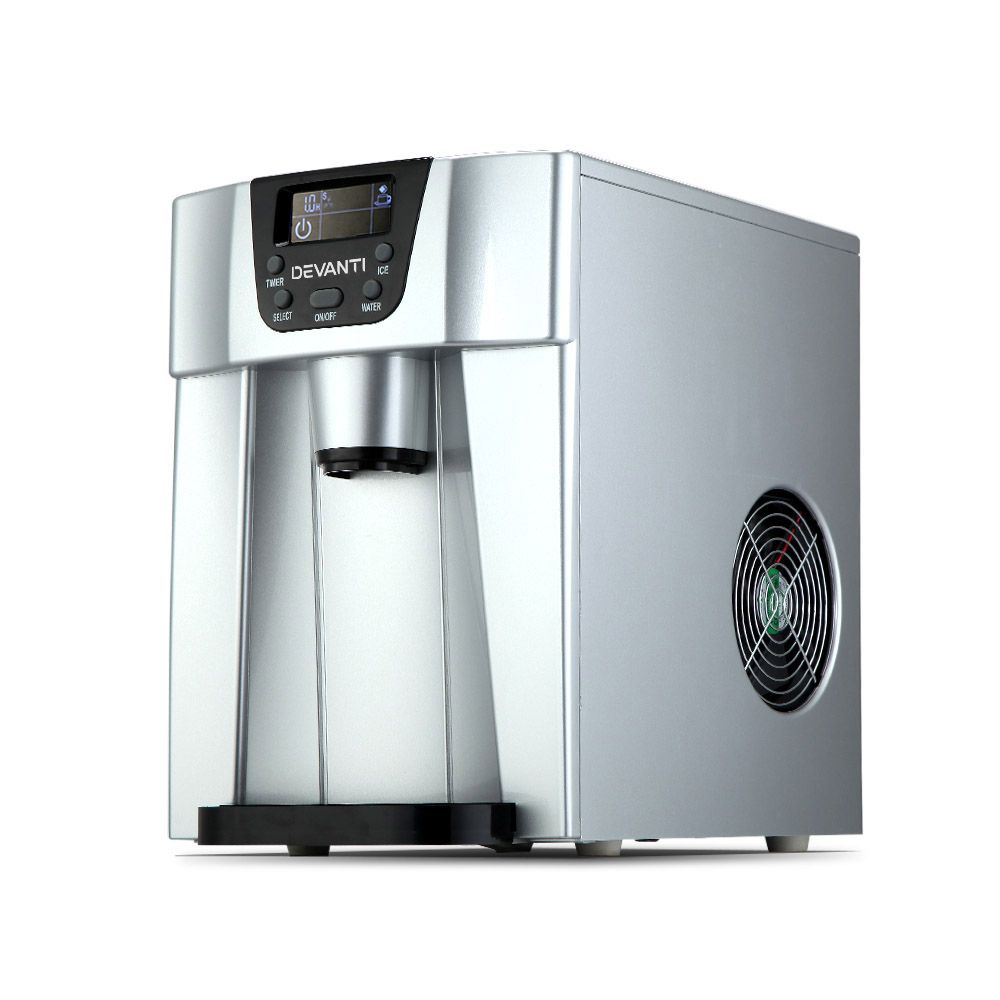 Devanti 2L Portable Ice Cuber Maker & Water Dispenser - Silver Bedworld
