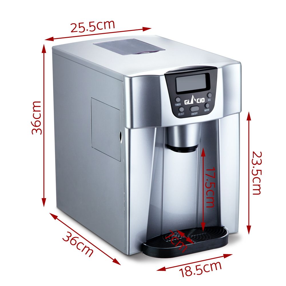 Devanti 2L Portable Ice Cuber Maker & Water Dispenser - Silver Bedworld