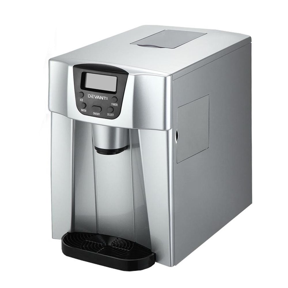 Devanti 2L Portable Ice Cuber Maker & Water Dispenser - Silver Bedworld