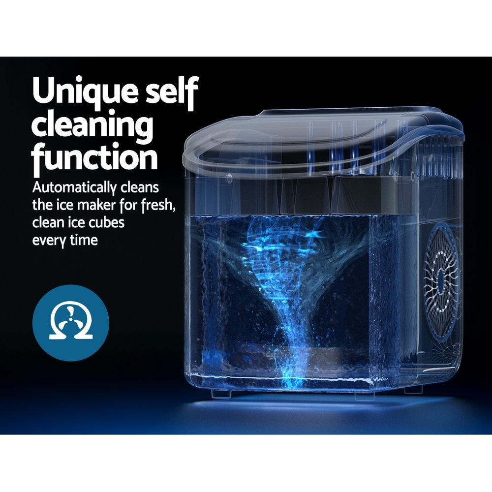 Devanti 12kg Ice Maker Machine w/Self Cleaning Black Bedworld