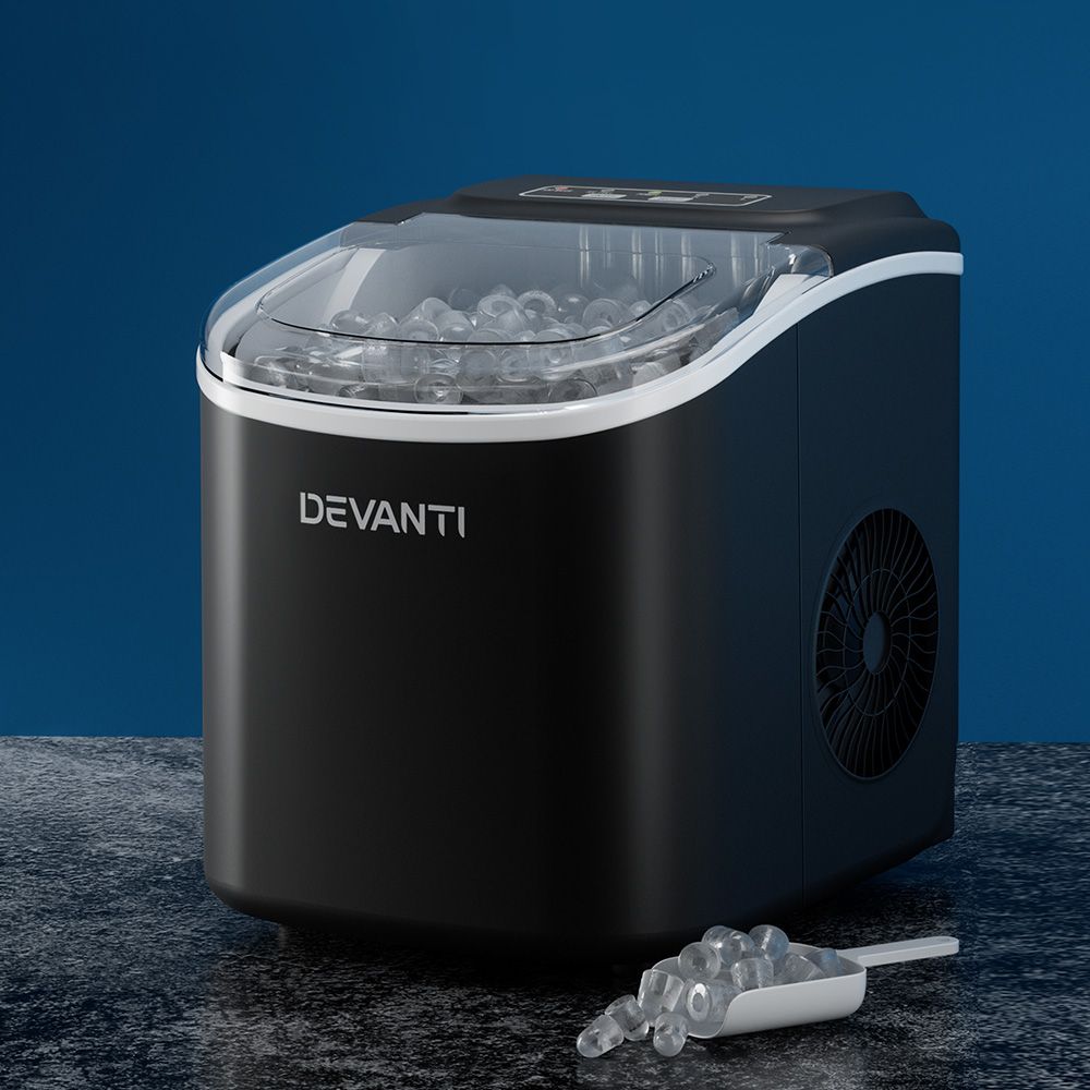 Devanti 12kg Ice Maker Machine w/Self Cleaning Black Bedworld