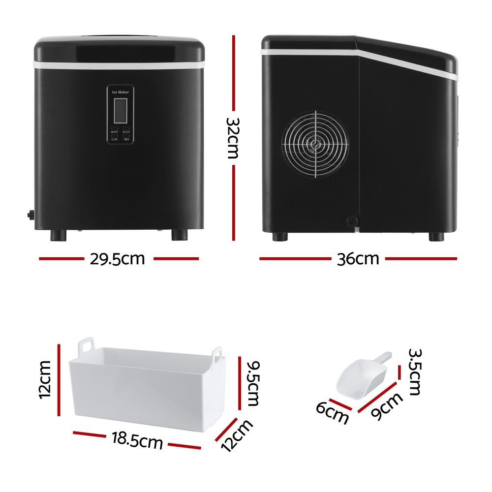 Devanti 15kg Ice Maker Machine Black Bedworld