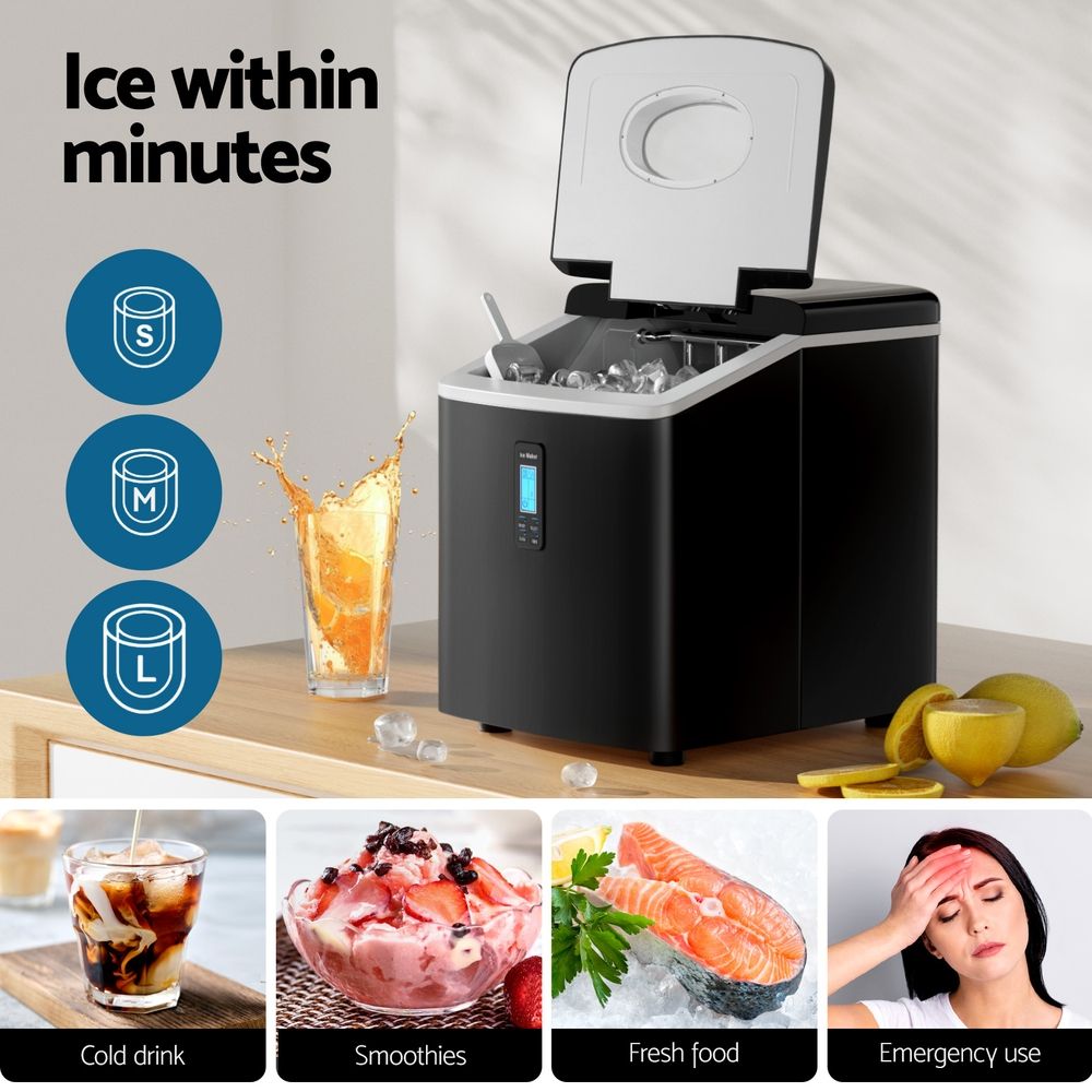 Devanti 15kg Ice Maker Machine Black Bedworld