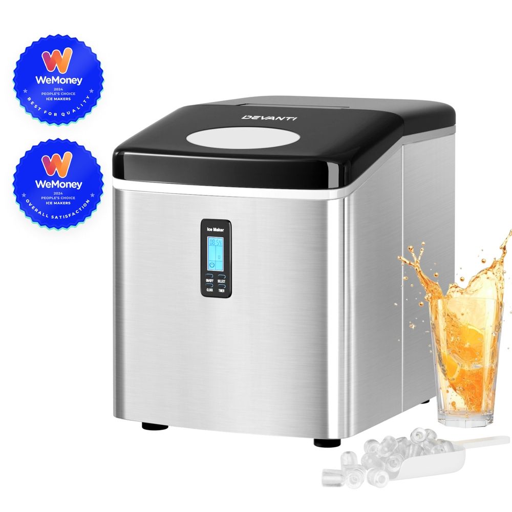Devanti 15kg Ice Maker Machine Silver Bedworld