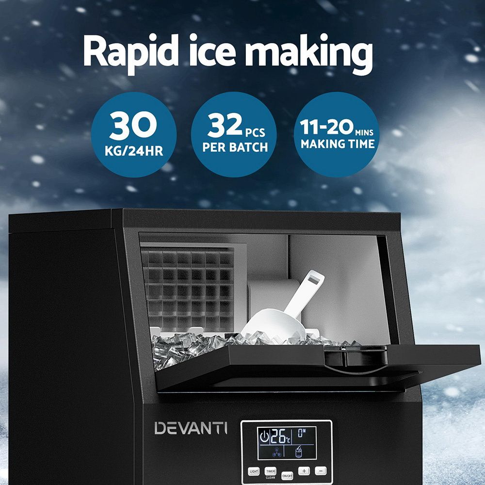 Devanti Commercial Ice Maker Cube Machine 30kg Bedworld