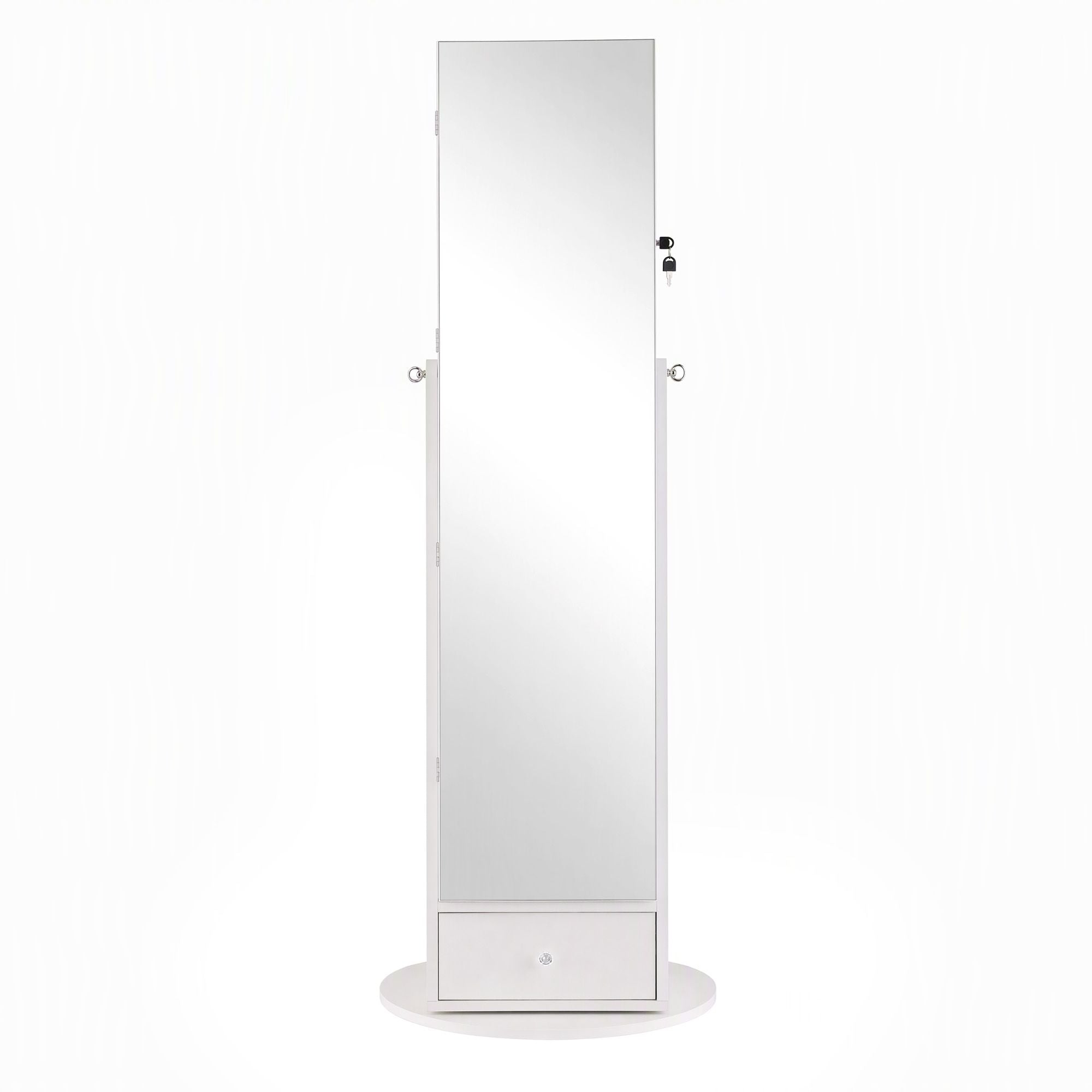 Artiss 360° Rotating Jewelry Cabinet Full Length Mirror, White Bedworld