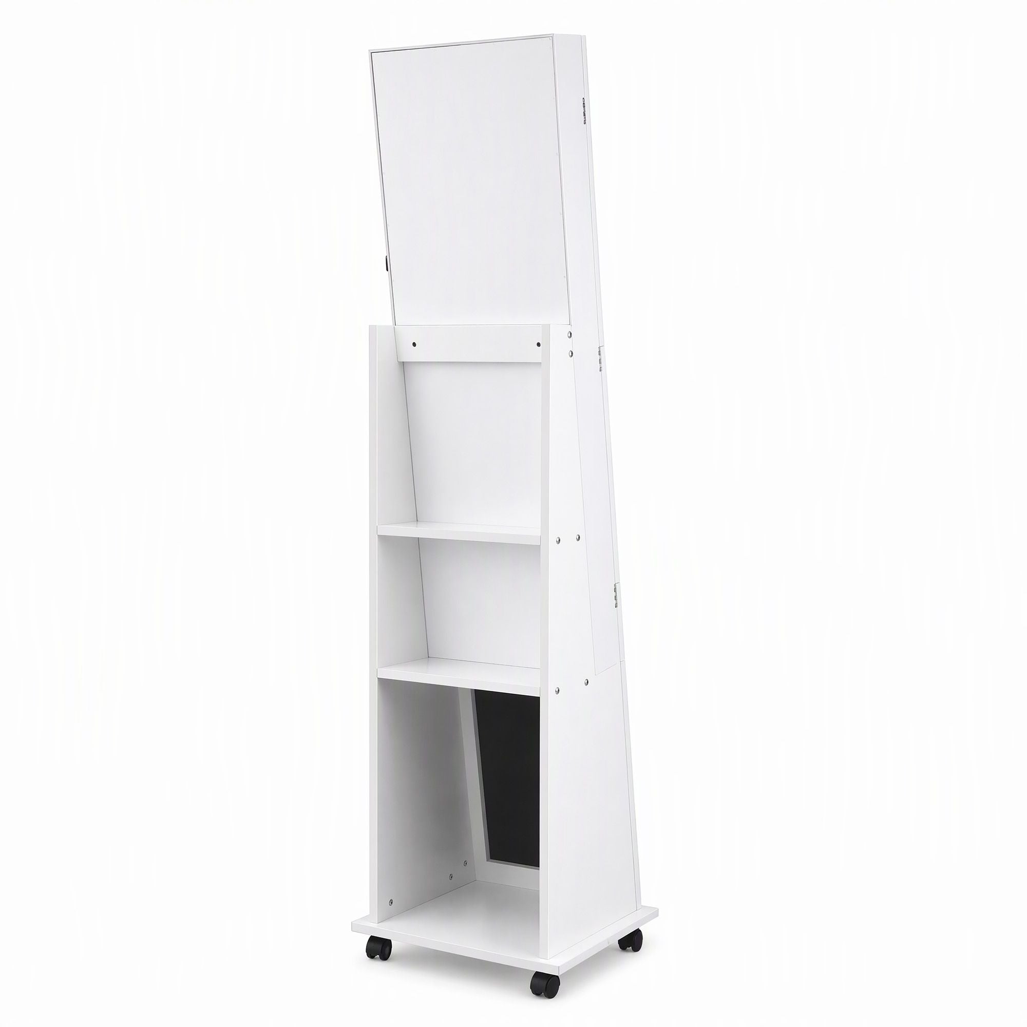 Artiss Jewelry Cabinet Frameless Full Length Mirror with Wheels, White Bedworld