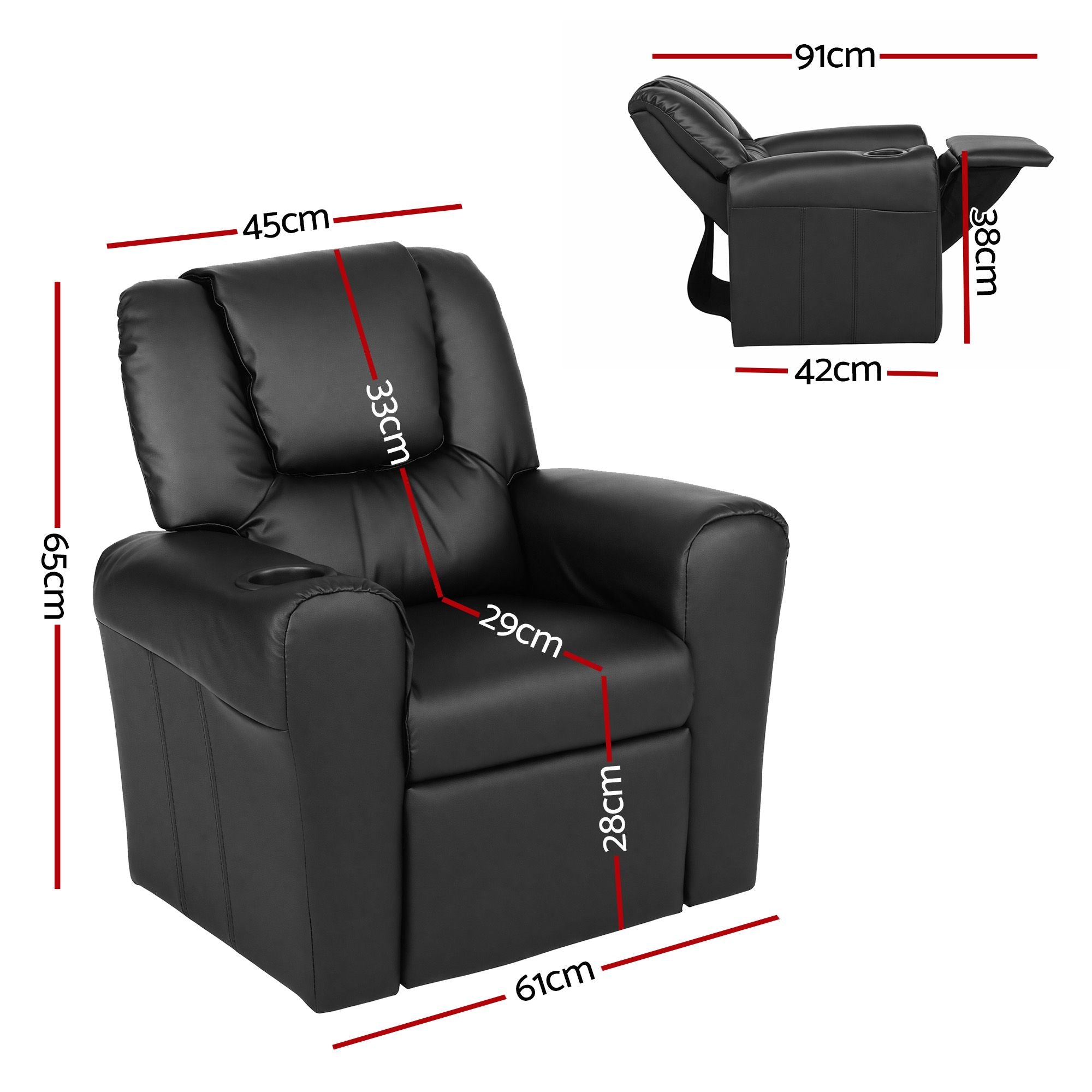 Keezi Kids Recliner Chair PU Leather Sofa Lounge Couch Children Armchair Bedworld
