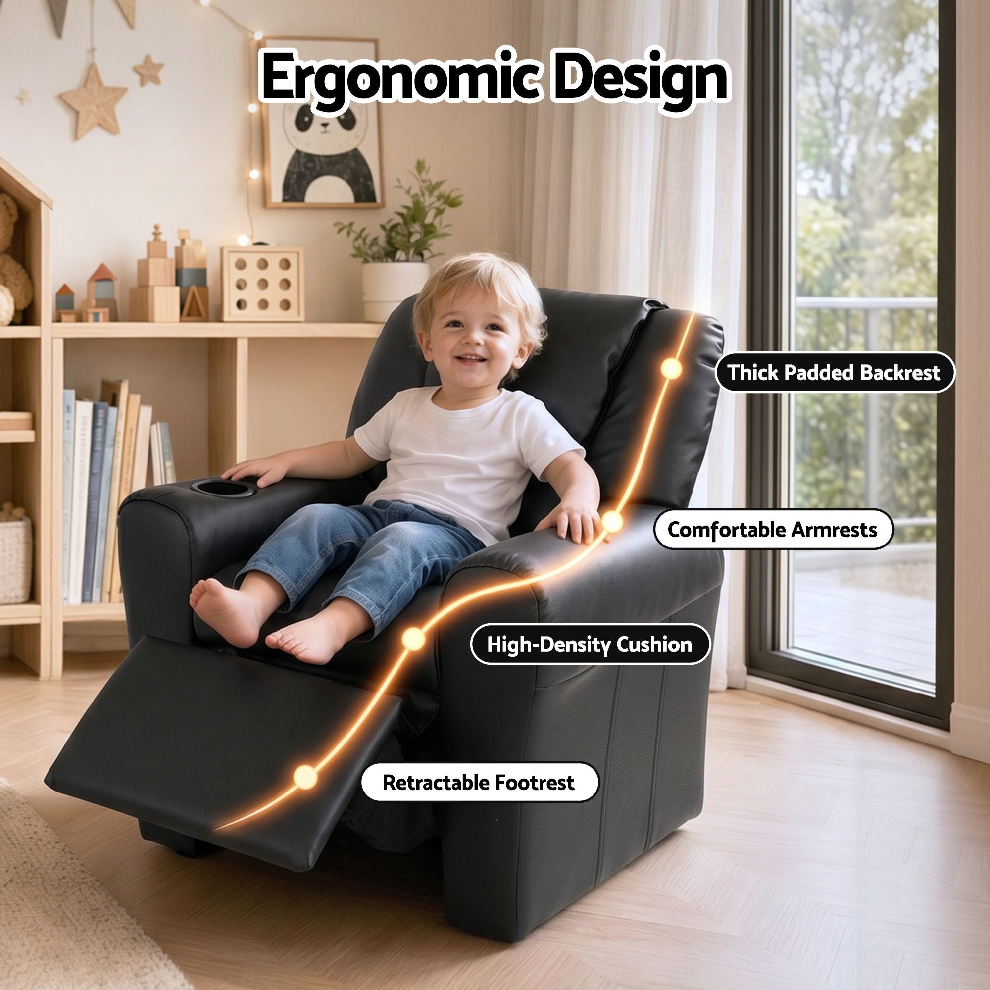 Keezi Kids Recliner Chair PU Leather Sofa Lounge Couch Children Armchair Bedworld
