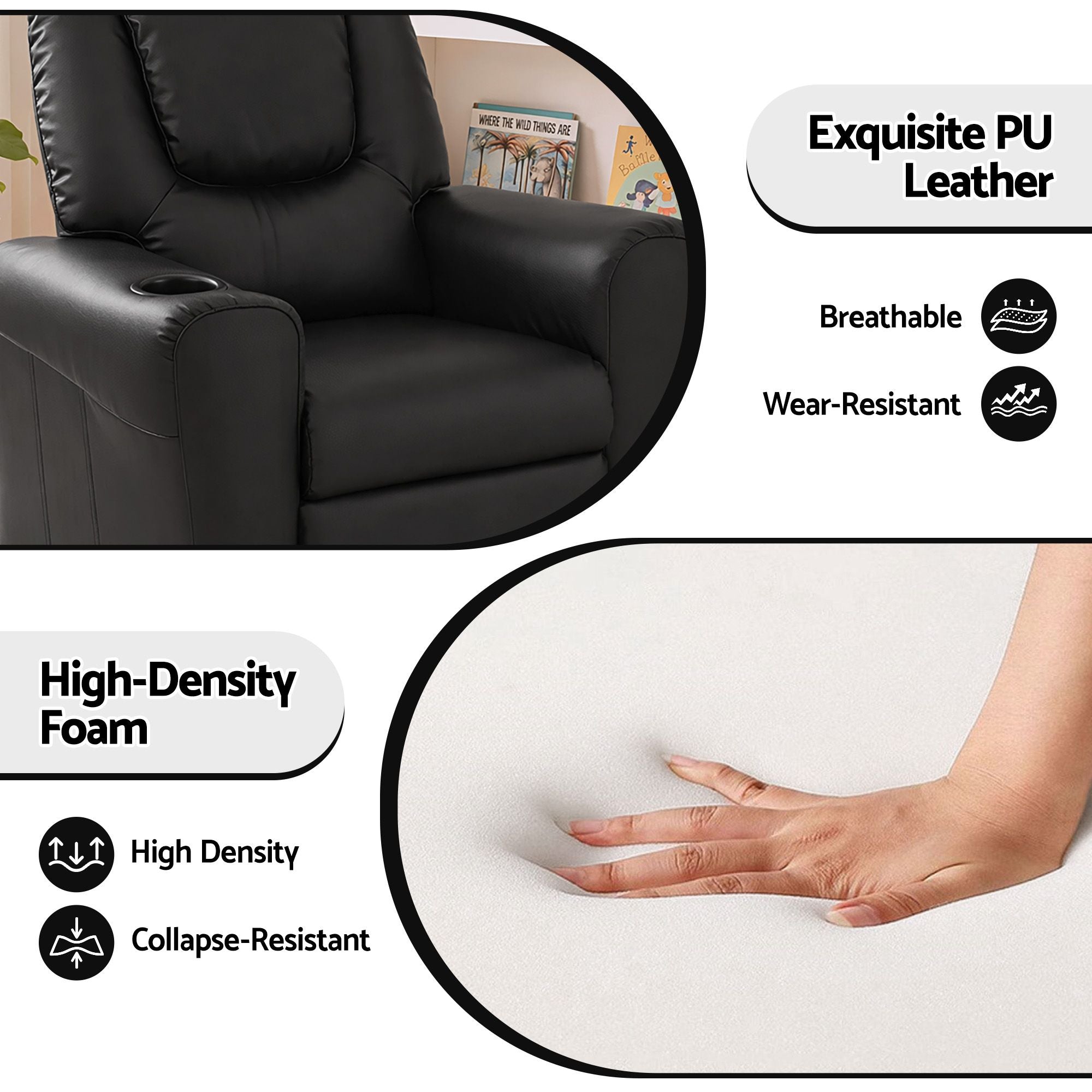 Keezi Kids Recliner Chair PU Leather Sofa Lounge Couch Children Armchair Bedworld