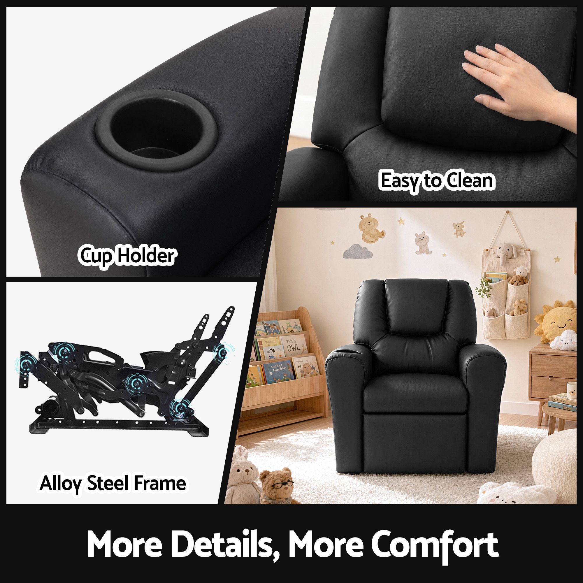 Keezi Kids Recliner Chair PU Leather Sofa Lounge Couch Children Armchair Bedworld
