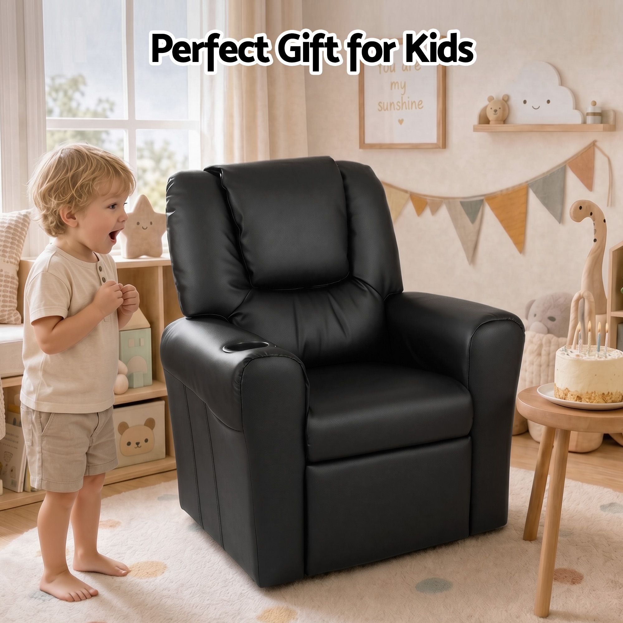 Keezi Kids Recliner Chair PU Leather Sofa Lounge Couch Children Armchair Bedworld