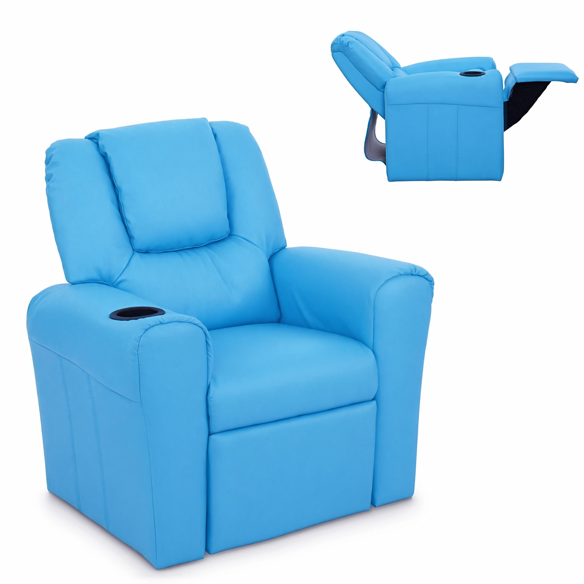Keezi Kids Recliner Chair PU Leather Sofa Lounge Couch Children Armchair Blue Bedworld