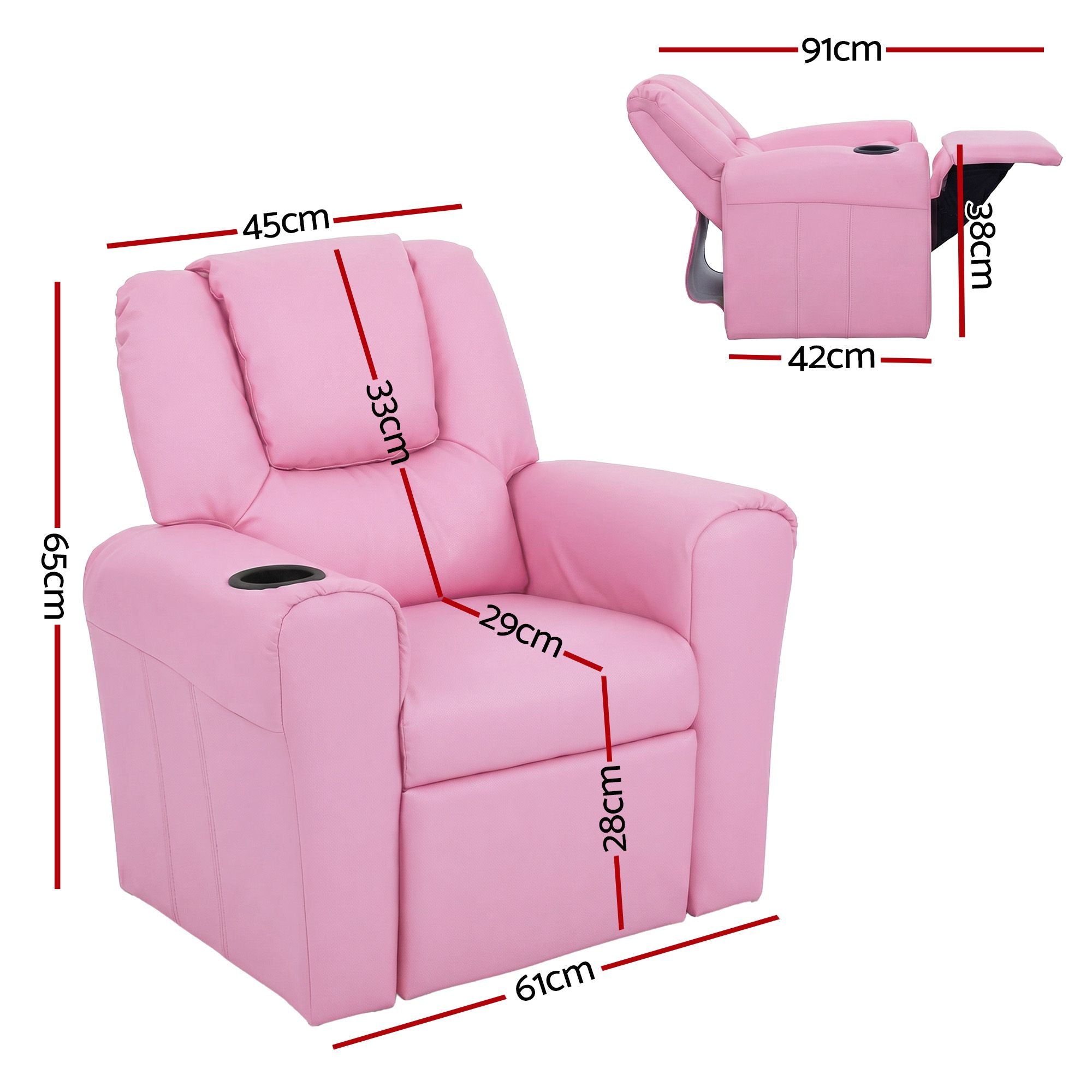 Keezi Kids Recliner Chair PU Leather Sofa Lounge Couch Children Armchair Bedworld