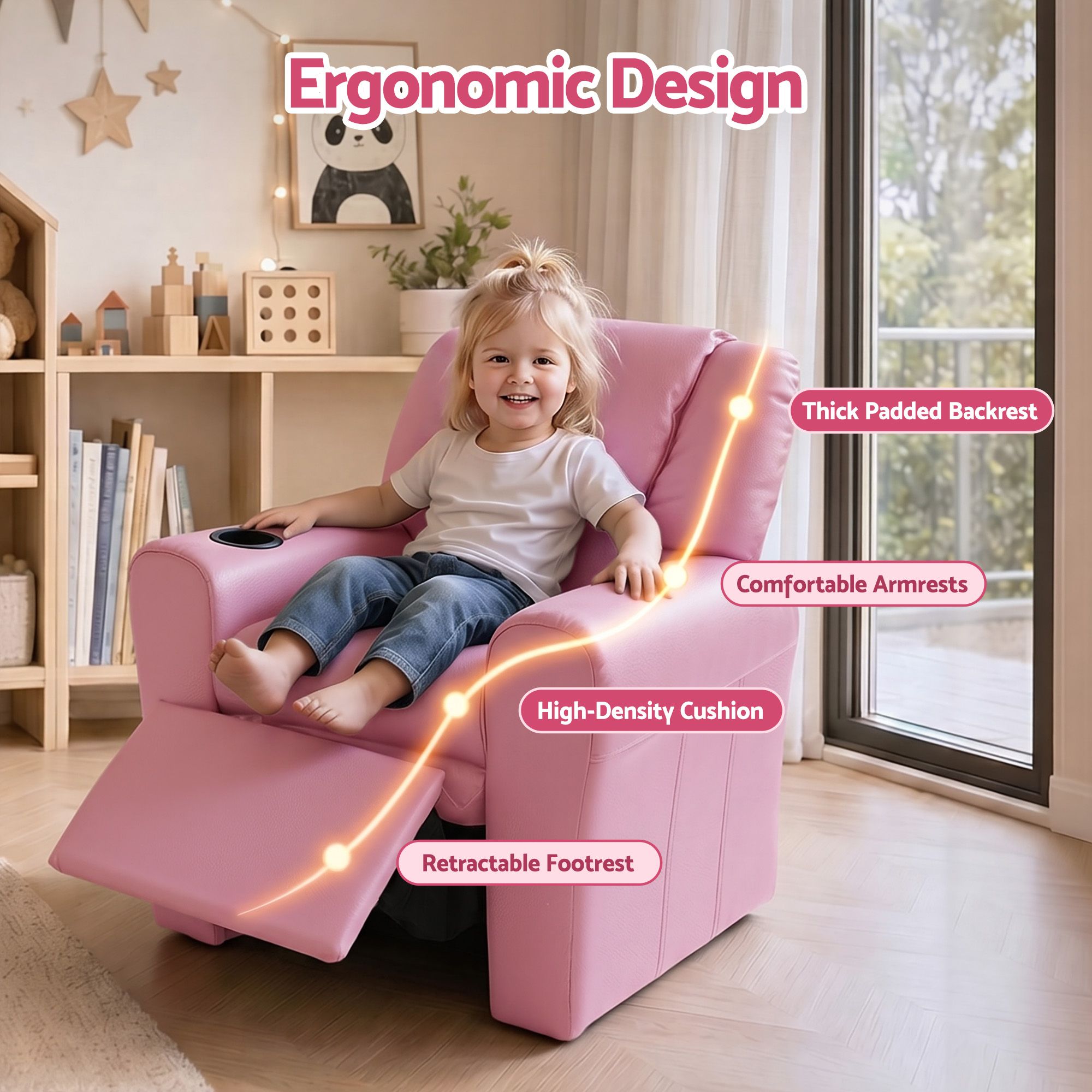 Keezi Kids Recliner Chair PU Leather Sofa Lounge Couch Children Armchair Bedworld