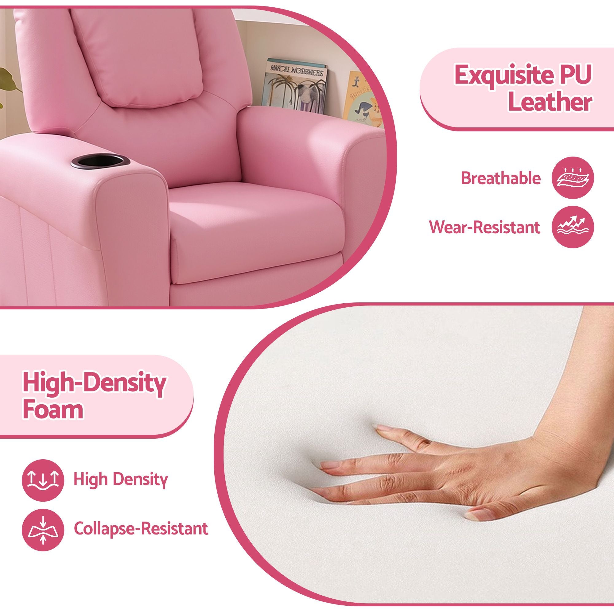 Keezi Kids Recliner Chair PU Leather Sofa Lounge Couch Children Armchair Bedworld