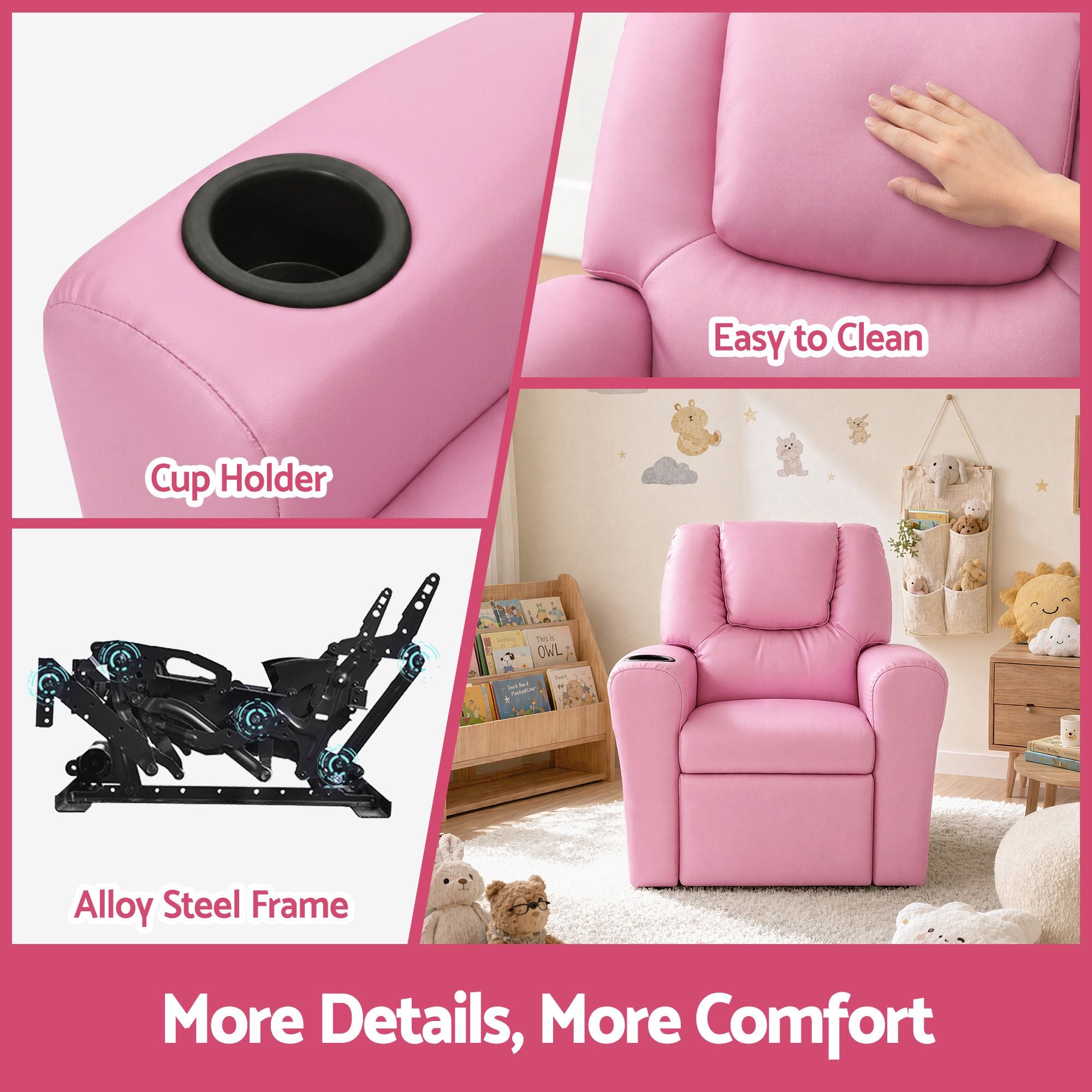 Keezi Kids Recliner Chair PU Leather Sofa Lounge Couch Children Armchair Bedworld