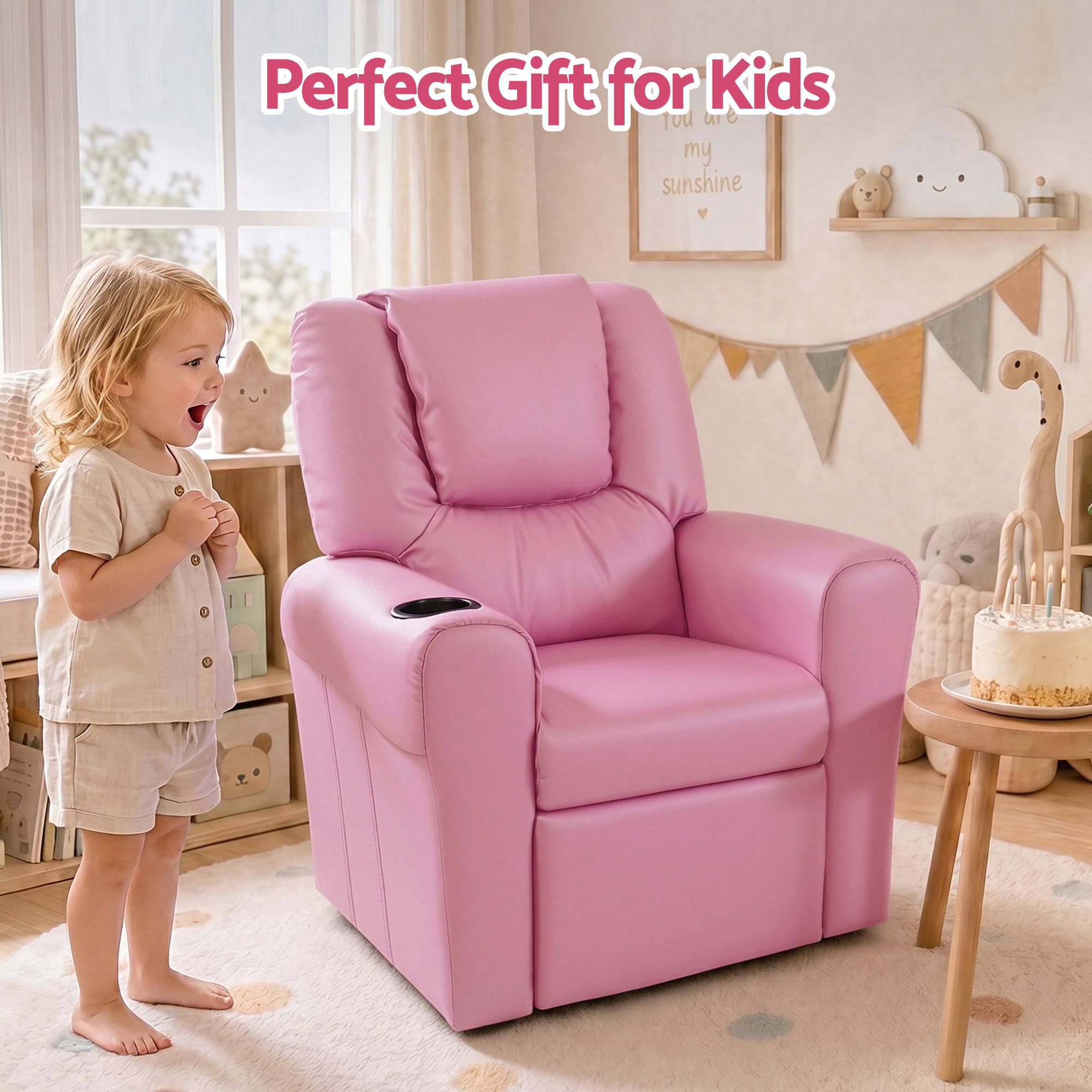 Keezi Kids Recliner Chair PU Leather Sofa Lounge Couch Children Armchair Bedworld