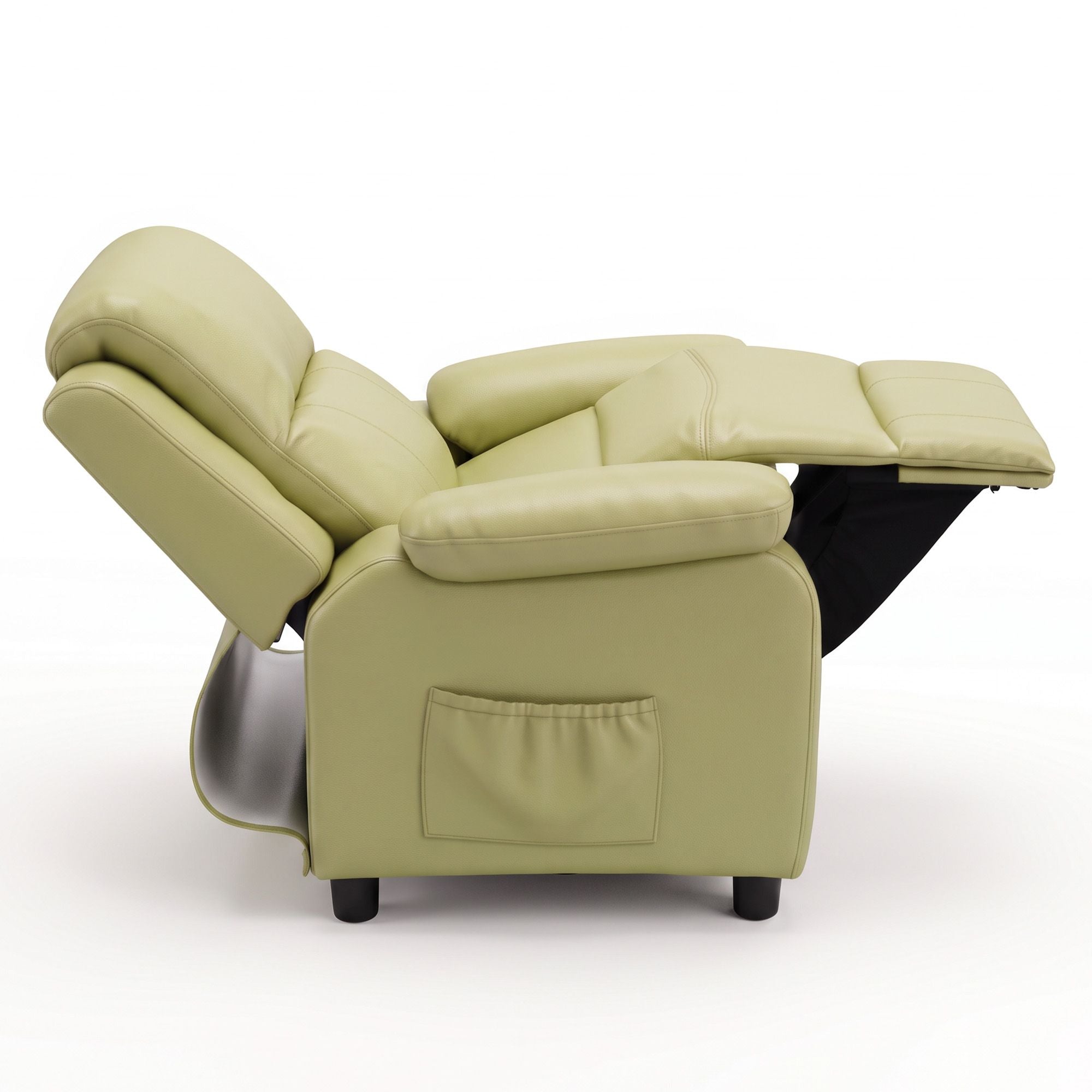 Keezi Kids Recliner Chair PU Leather Toddler Lounge Adjustable Backrest w/ Armrest Storage & 2 Side Pockets Green Bedworld