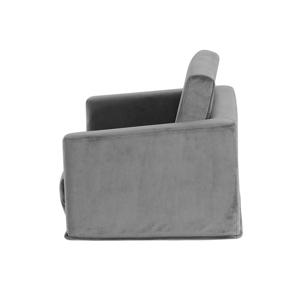 Keezi Kids Sofa 2 Seater Children Flip Open Couch Velvet Armchair Grey Bedworld