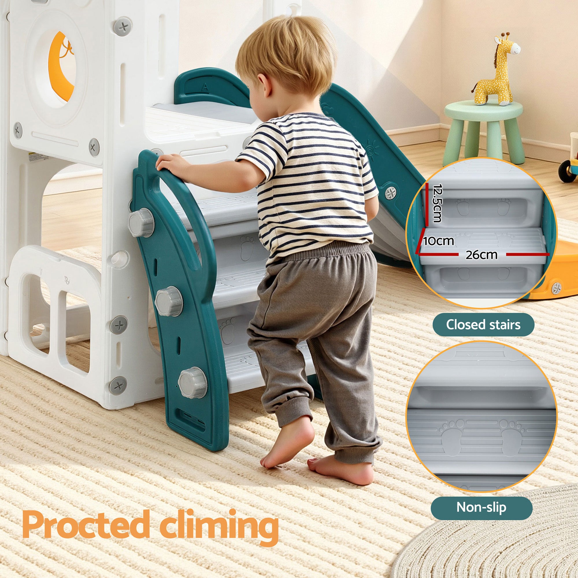 Keezi Kids Slide Set Basketball Hoop Outdoor Playground Outdoor Toys Telescope Storage