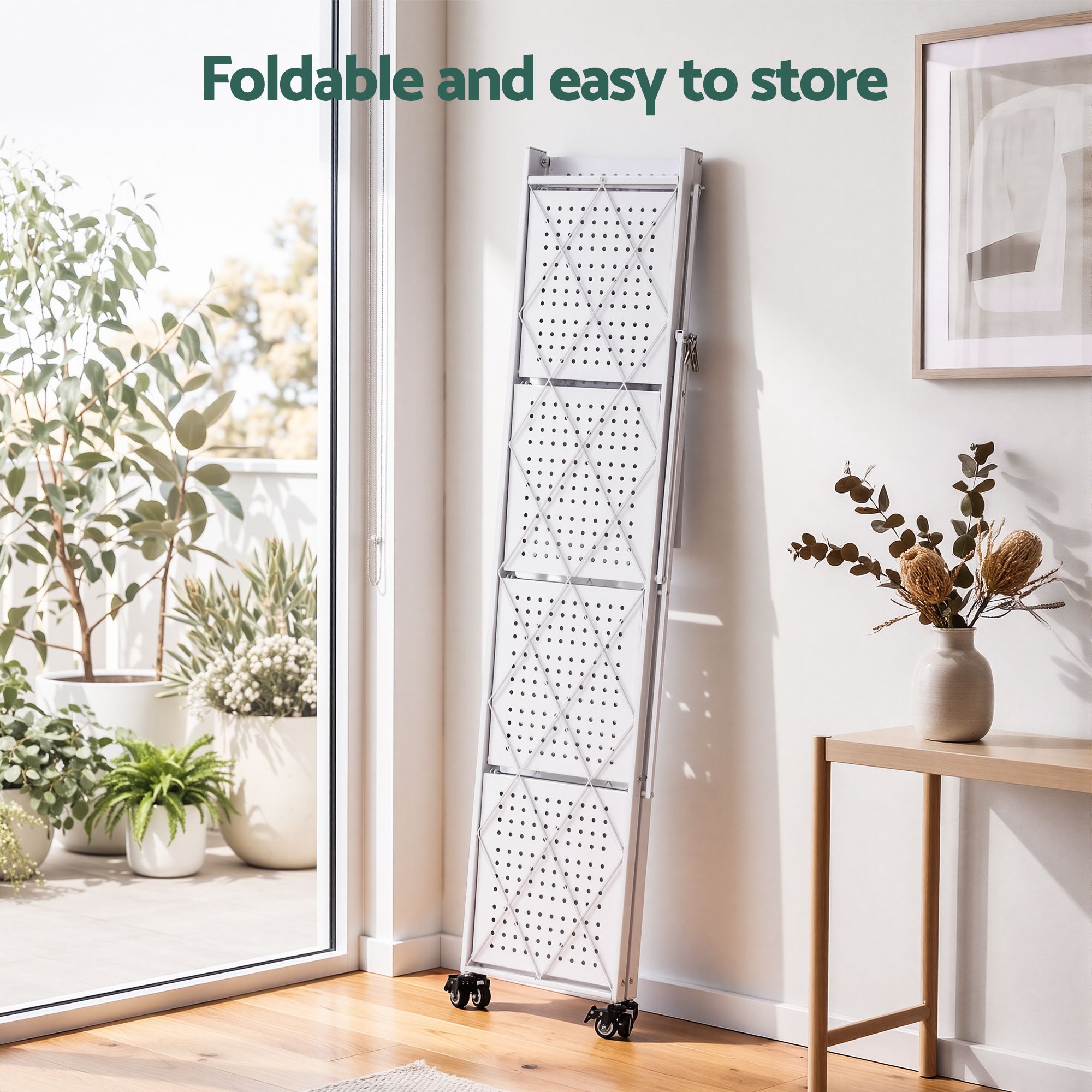 Artiss 5-Tier Foldable Kitchen Bakers Rack 71x160cm Microwave Stand White Bedworld