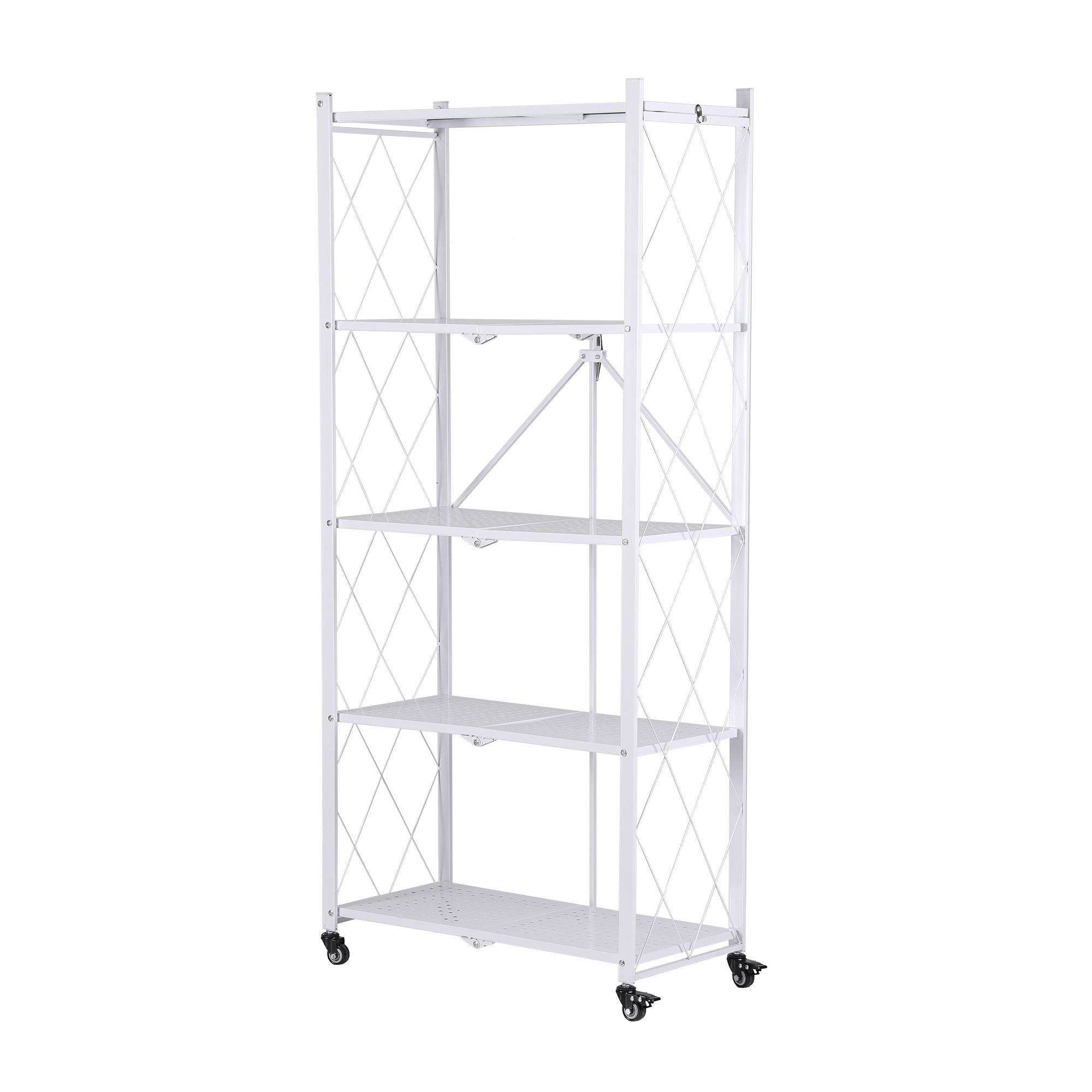 Artiss 5-Tier Foldable Kitchen Bakers Rack 71x160cm Microwave Stand White Bedworld