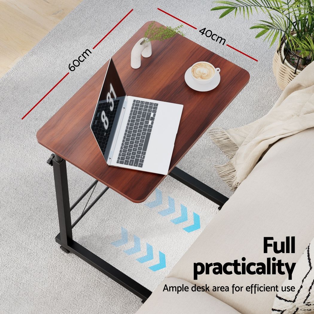 Artiss Laptop Desk Table Adjustable 60CM Dark Wood Bedworld