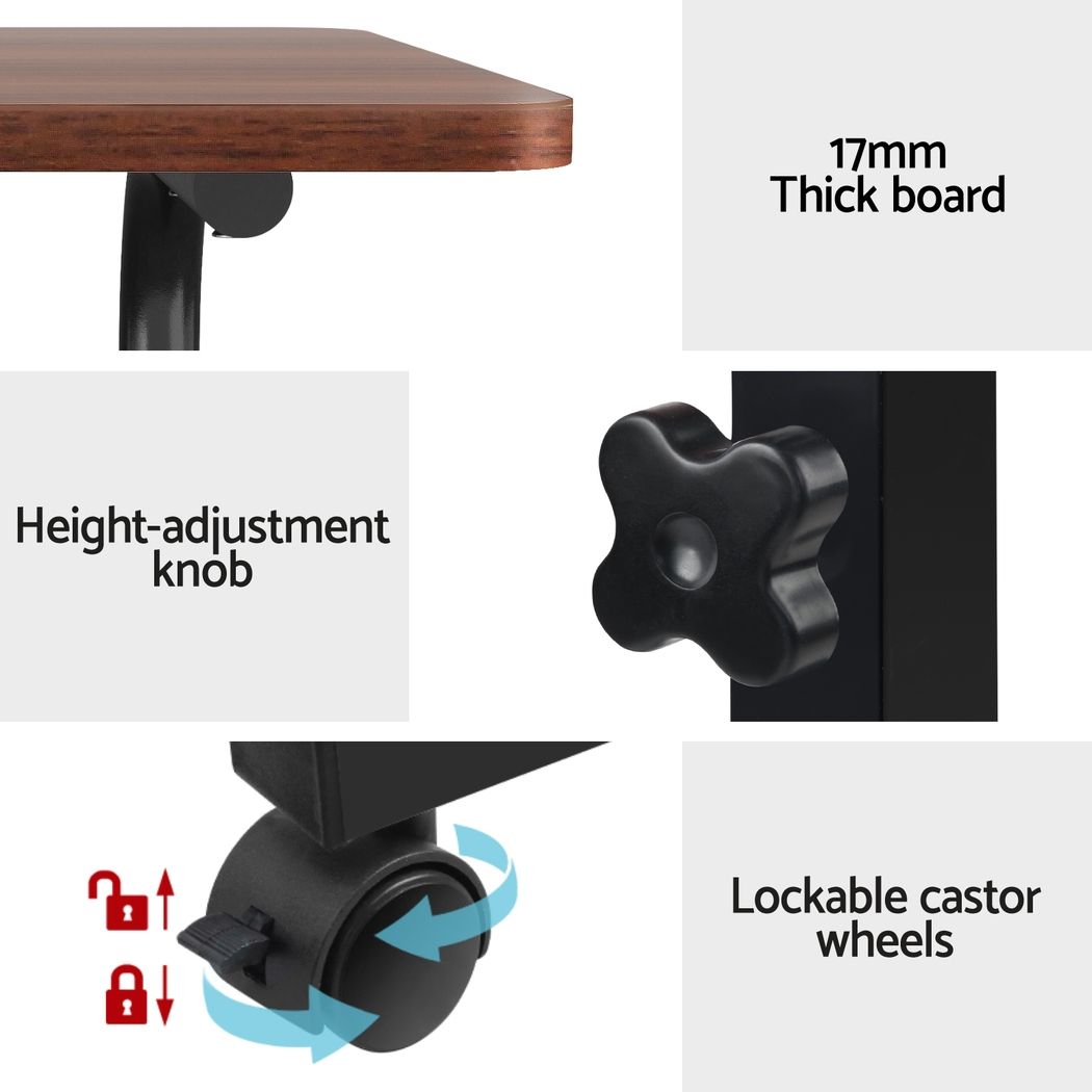 Artiss Laptop Desk Table Adjustable 60CM Dark Wood Bedworld