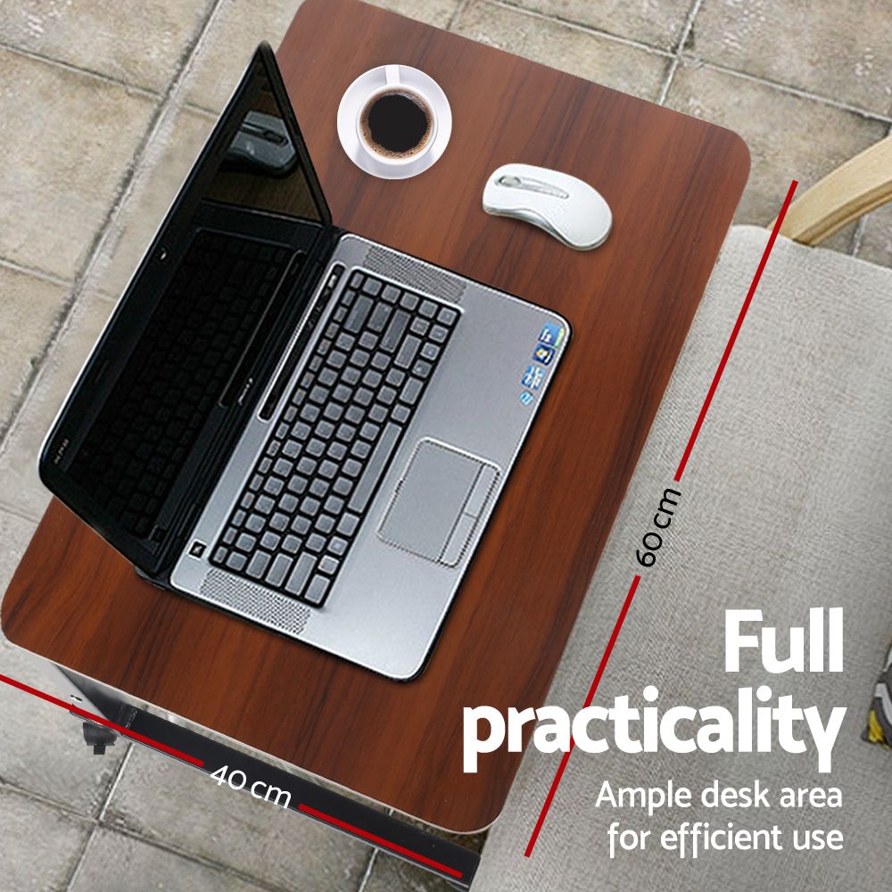 Artiss Laptop Desk Table Adjustable 60CM Dark Wood Bedworld