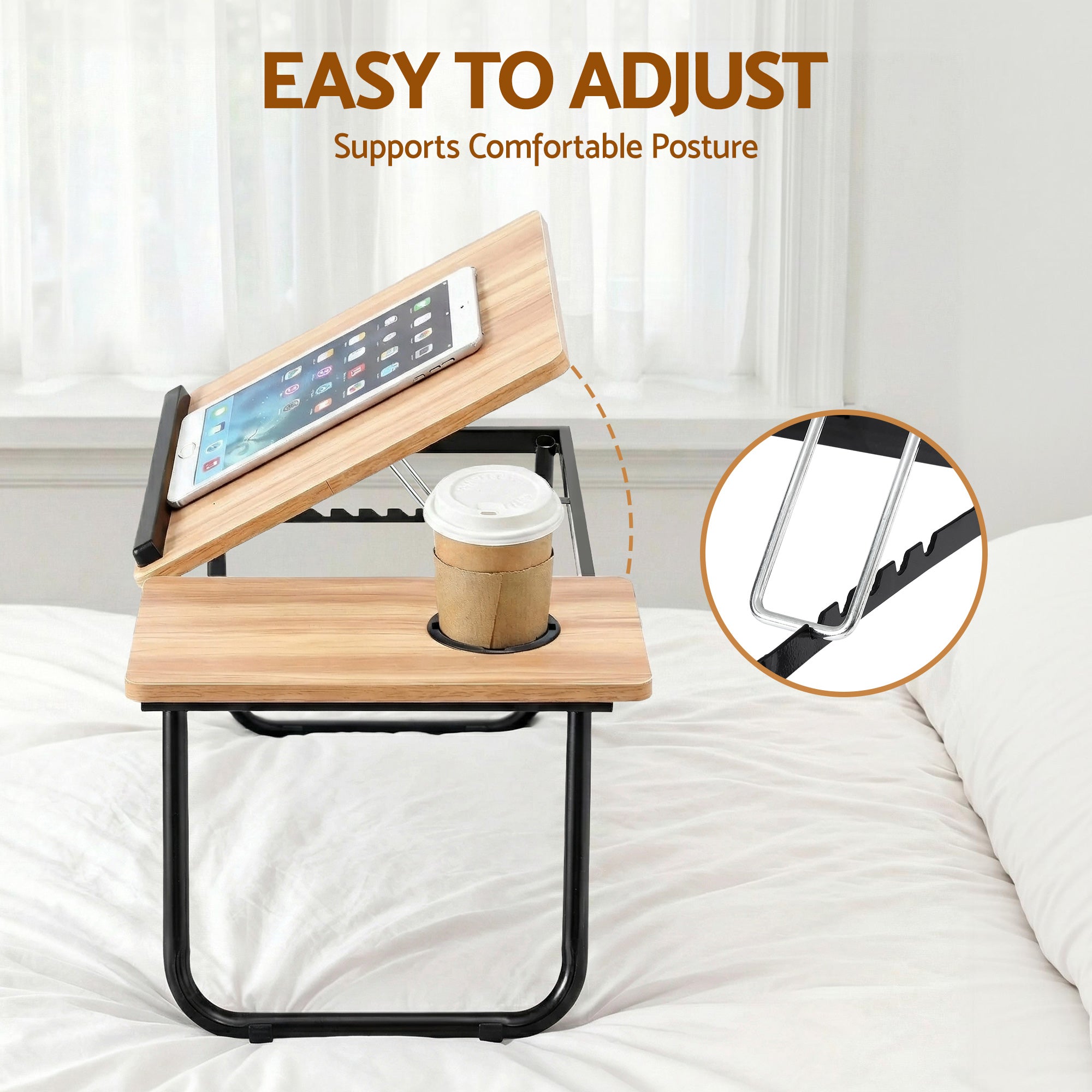 Artiss Laptop Desk Bed Table Foldable Portable Desktop Oak Bedworld