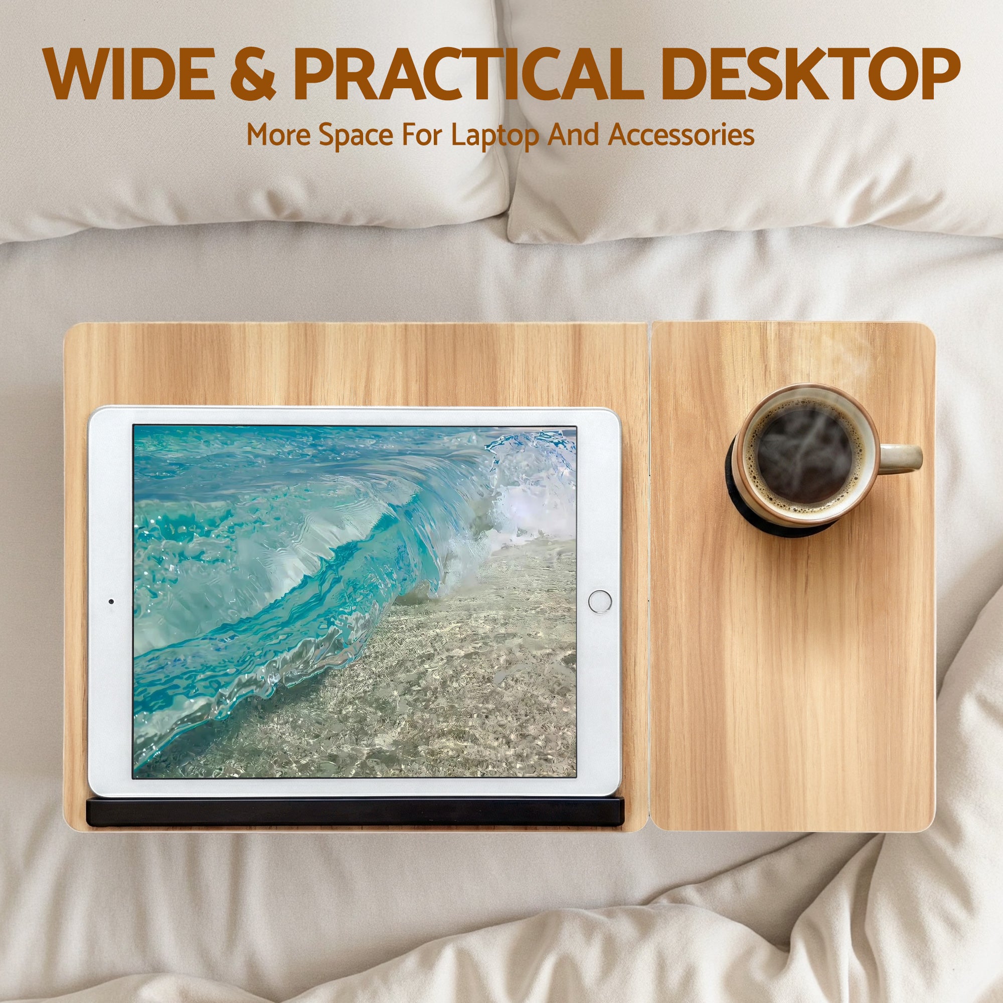 Artiss Laptop Desk Bed Table Foldable Portable Desktop Oak Bedworld