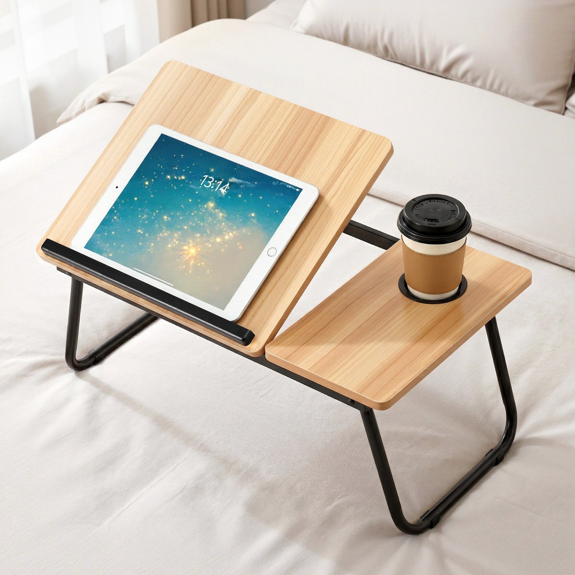 Artiss Laptop Desk Bed Table Foldable Portable Desktop Oak Bedworld