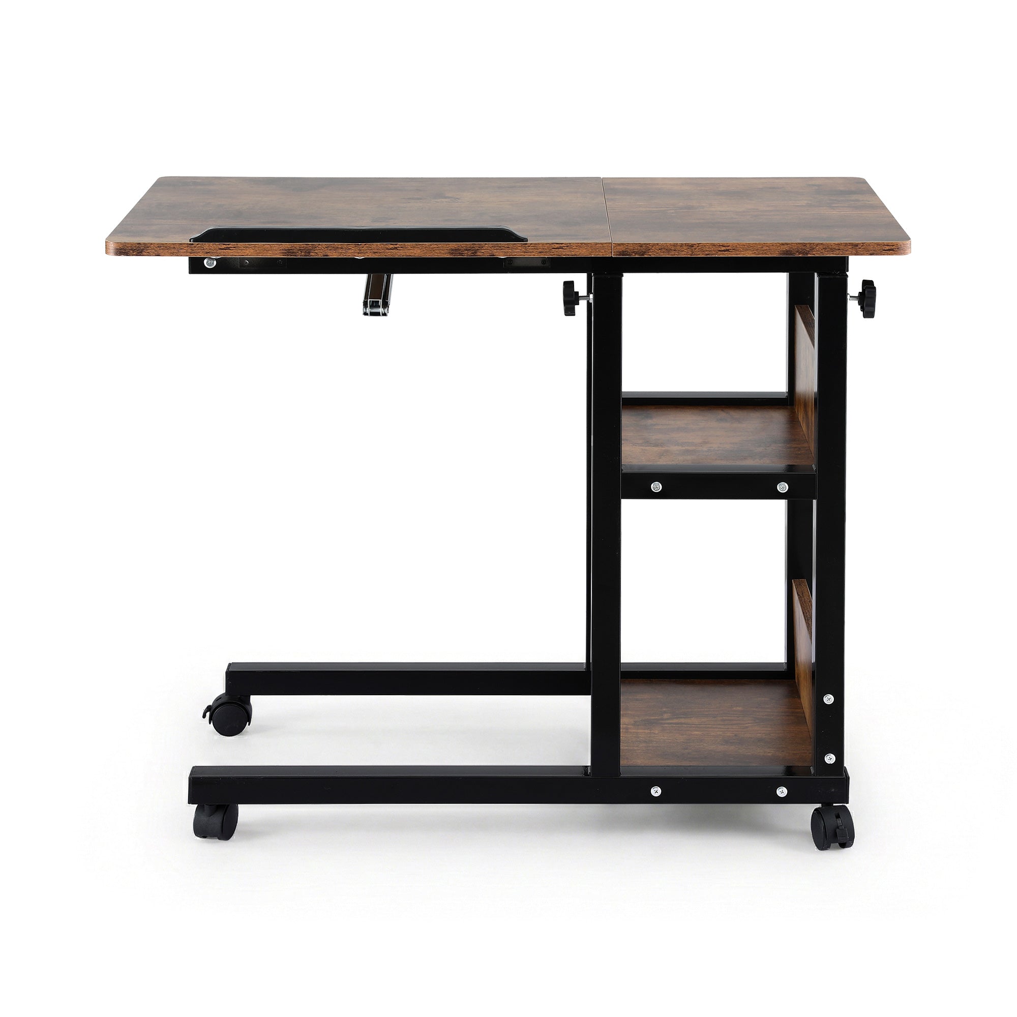 Artiss 3 Tier Adjustable Laptop Desk Tiltable Mobile Side Table Wheels Bedworld