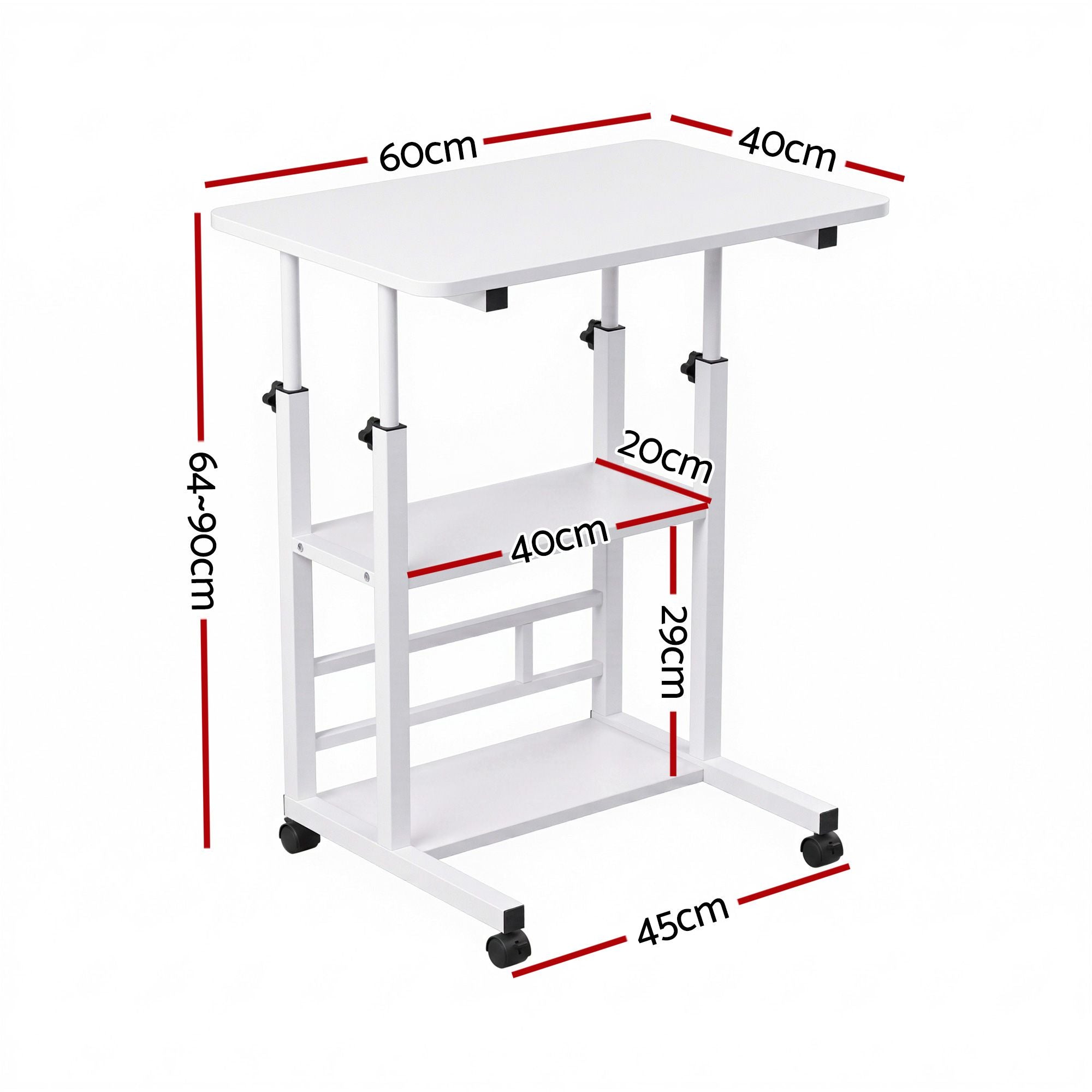 Artiss Laptop Desk Height Adjustable Mobile Workstation Computer Desks 60CM White Bedworld