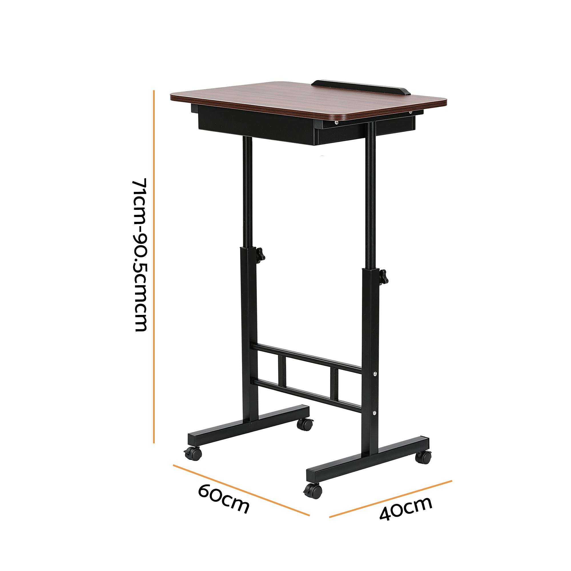 Artiss Adjustable Laptop Desk Mobile Bedside Table Hidden Storage Walnut Bedworld