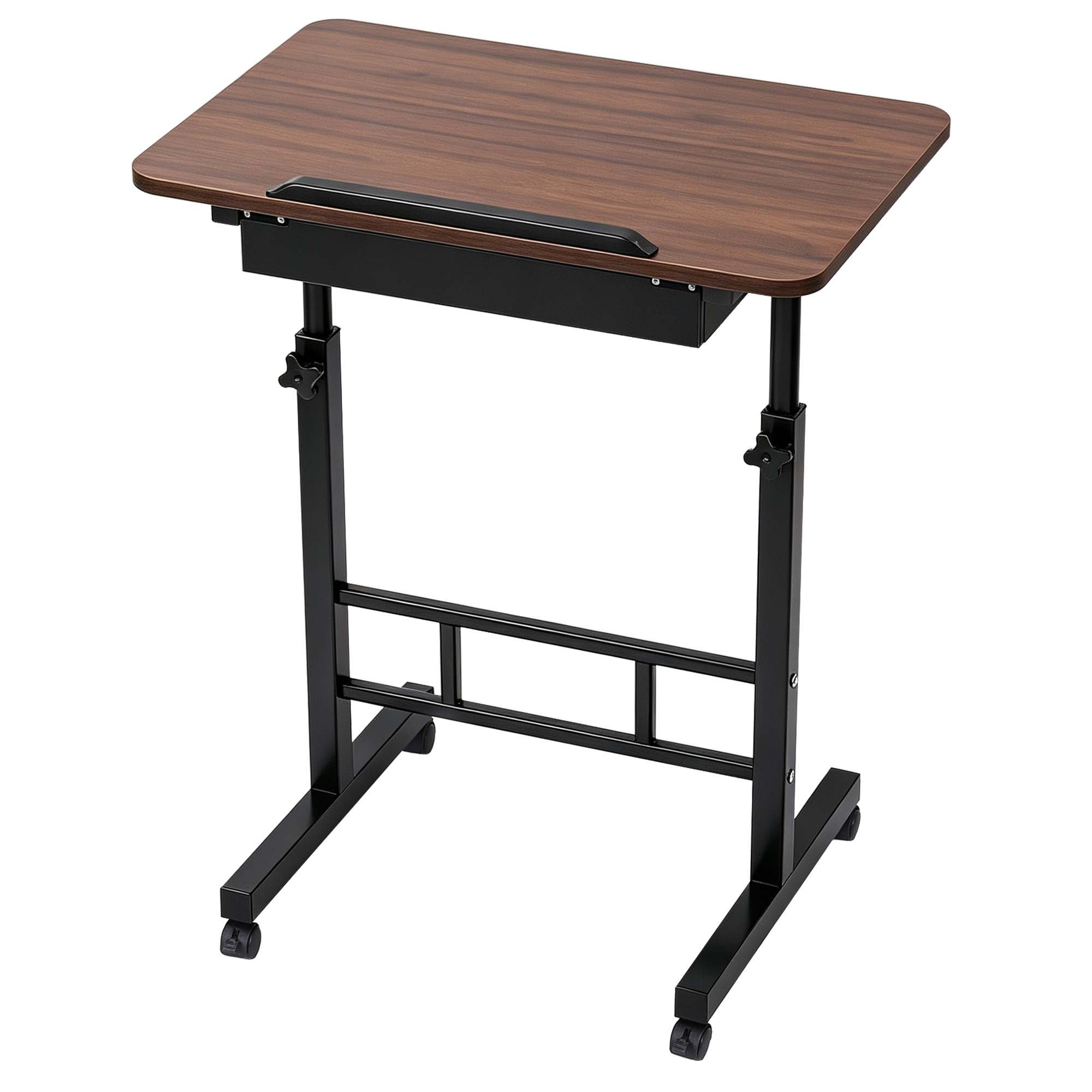 Artiss Adjustable Laptop Desk Mobile Bedside Table Hidden Storage Walnut Bedworld