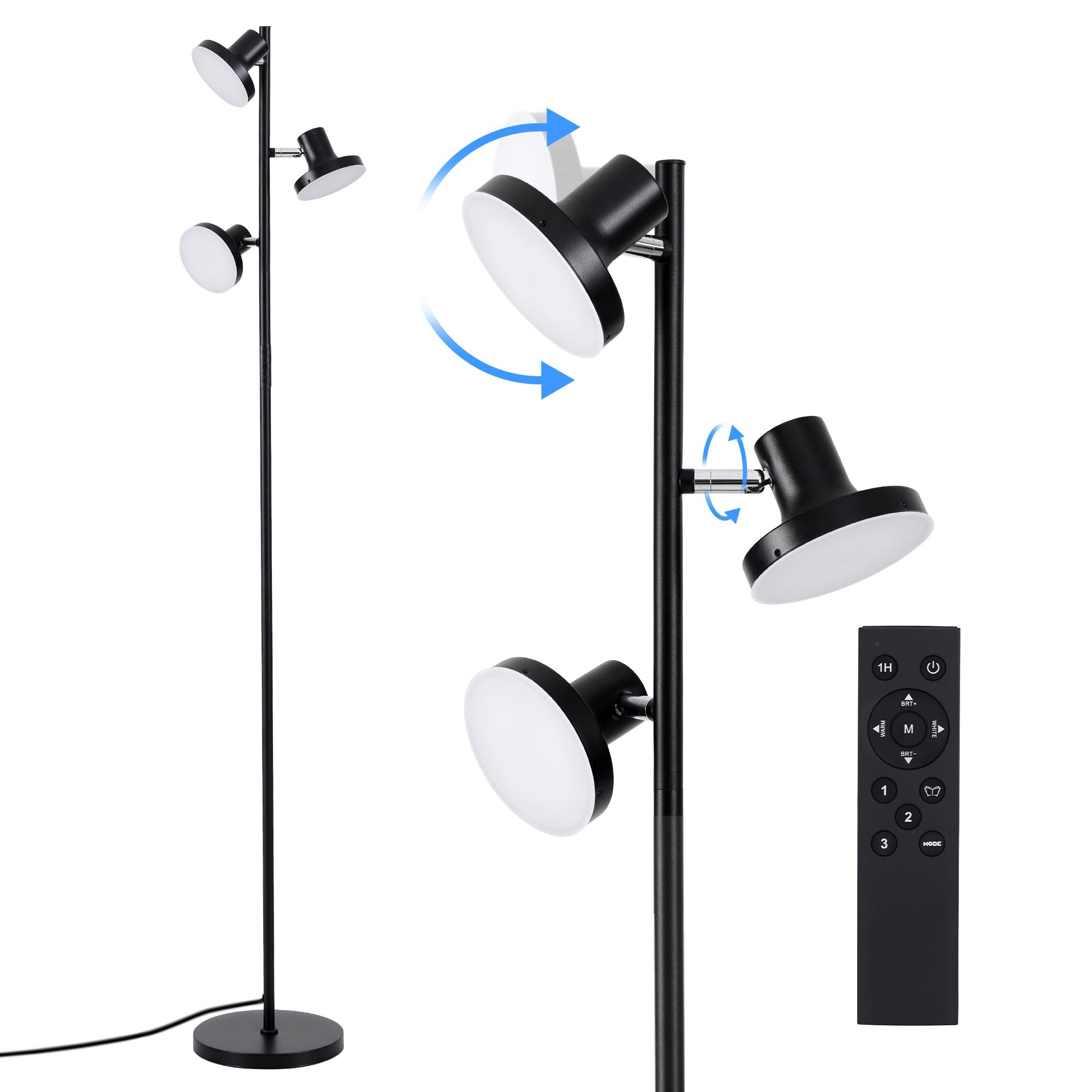 Artiss RGB Floor Lamp LED with 3 Swivel Lights Color Changing Lamp with Remote Stepless Dimmable Bedworld